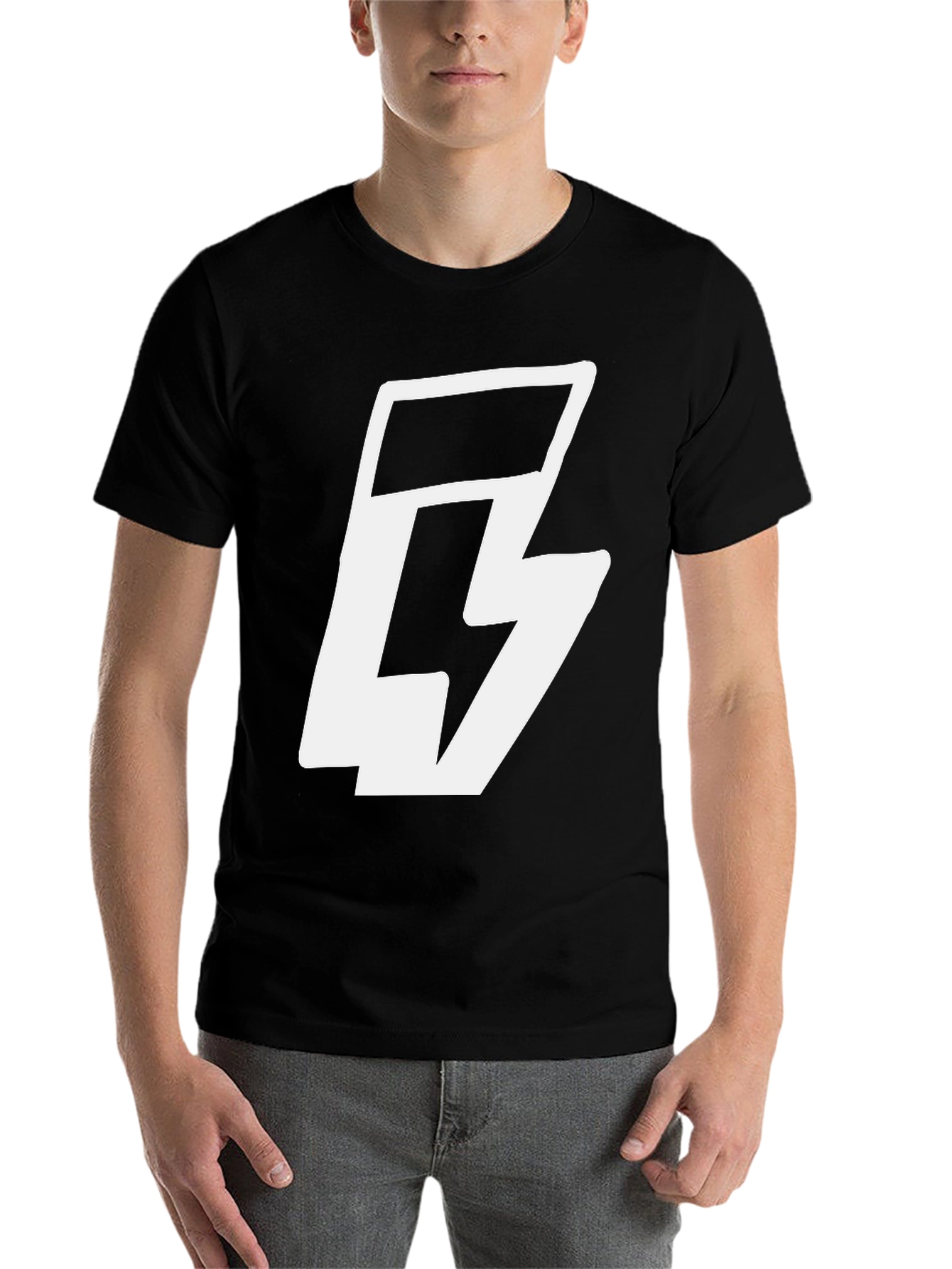 Black Bold Graphic Tee - Black T-Shirt with White Logo view 7
