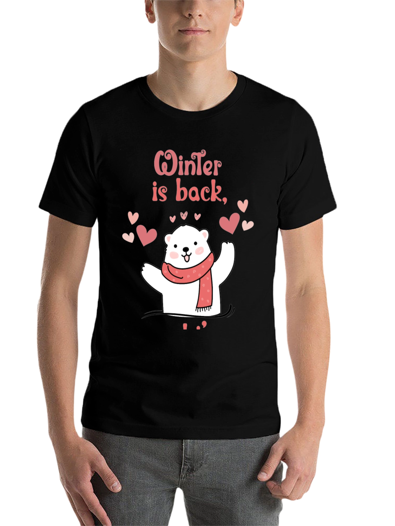 Black Winter Is Back Polar Bear T-Shirt view 7