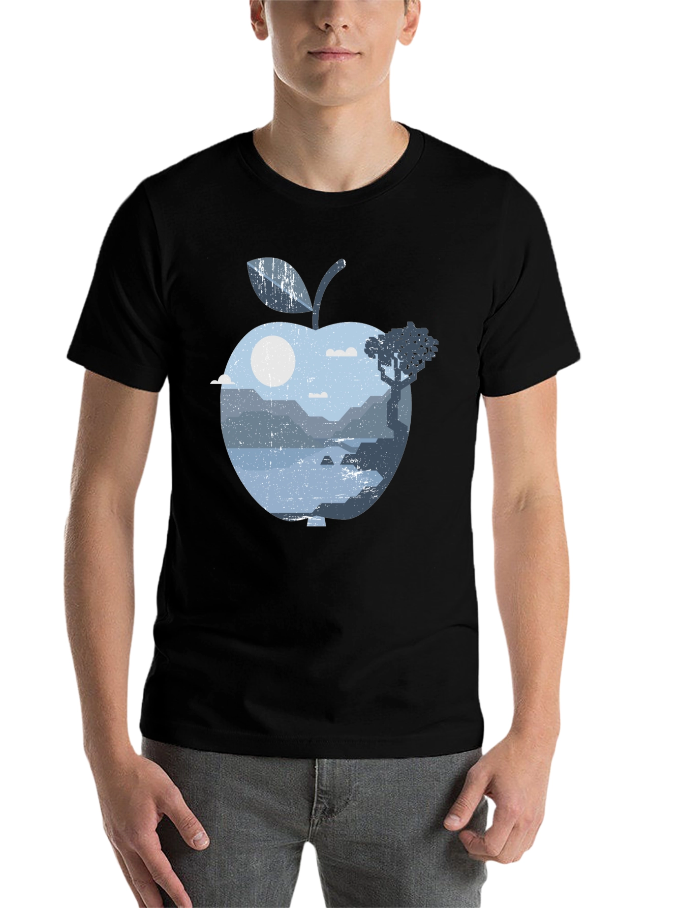Nature Apple Graphic Tee - Black - 7
