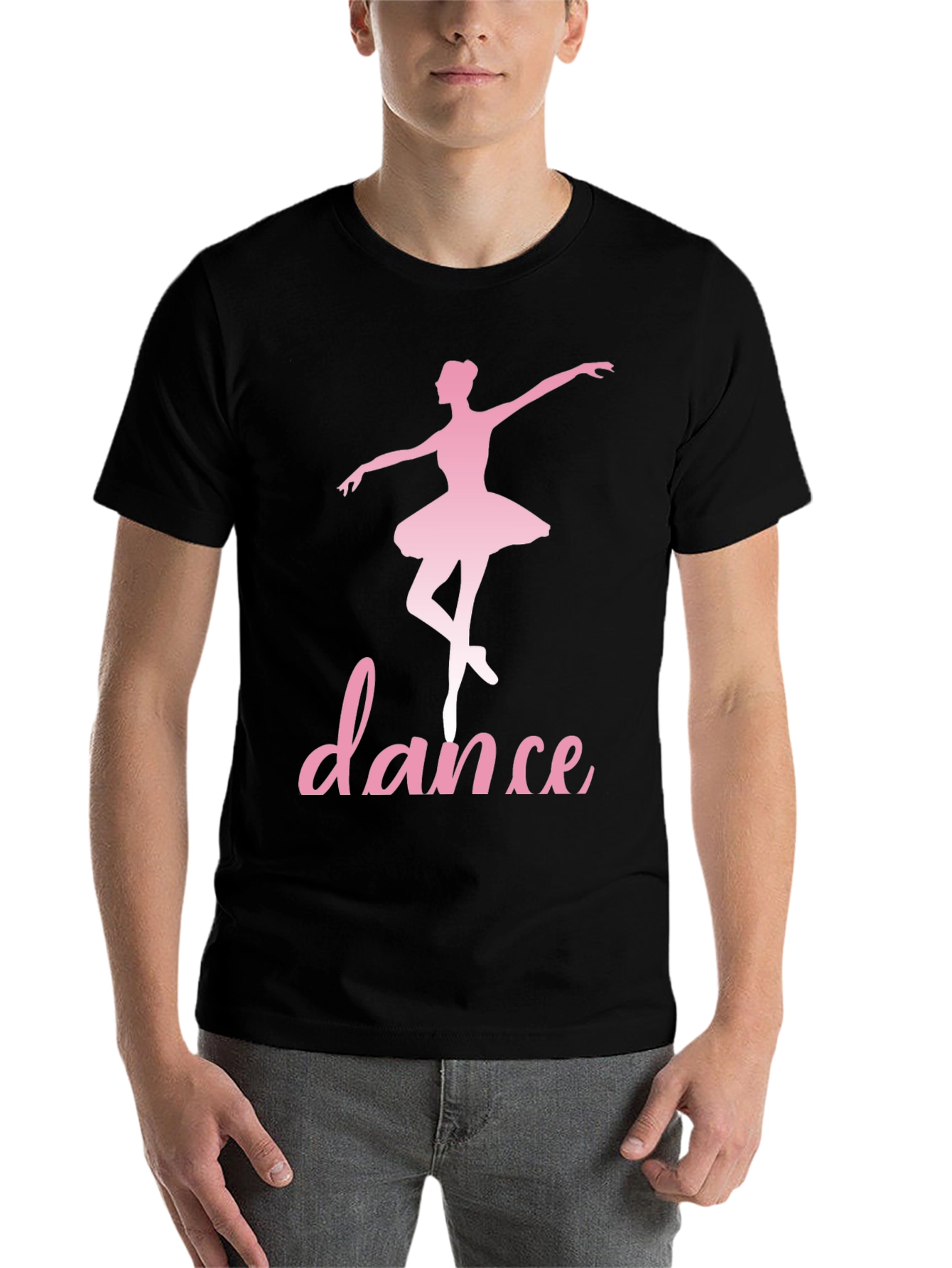 Black Dance Ballerina T-Shirt - Pink Design on Black view 7