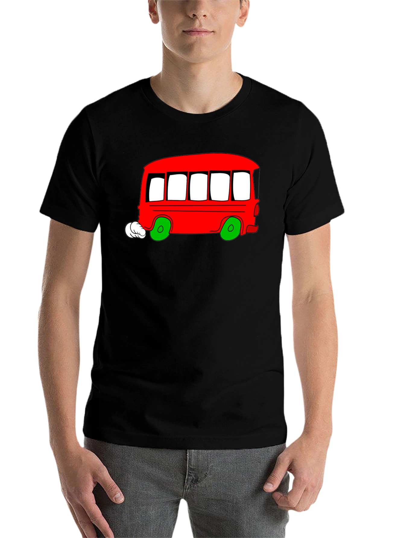 Black Cartoon Bus Graphic T-Shirt view 7