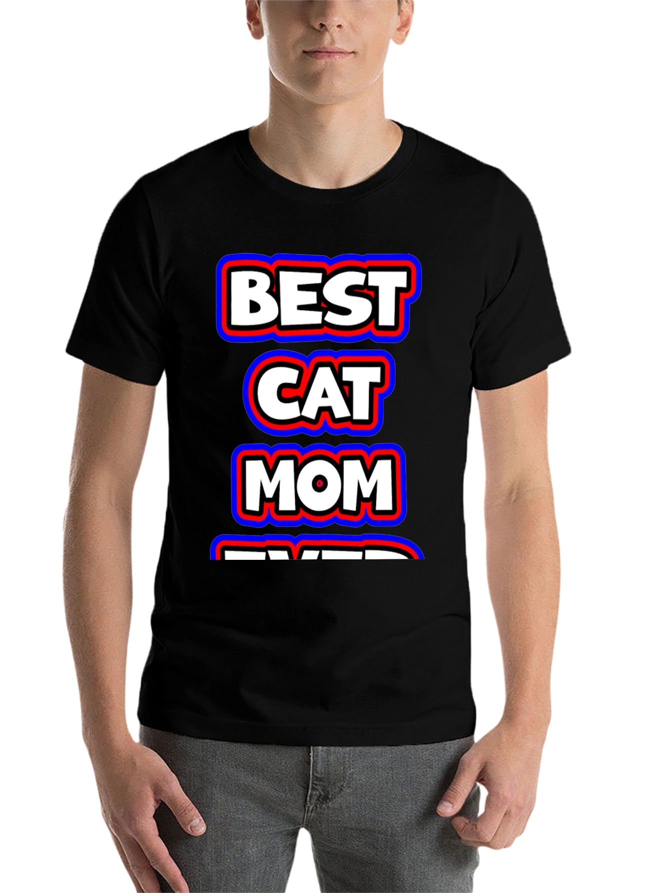 Black Best Cat Mom Ever Black Graphic T-Shirt view 7