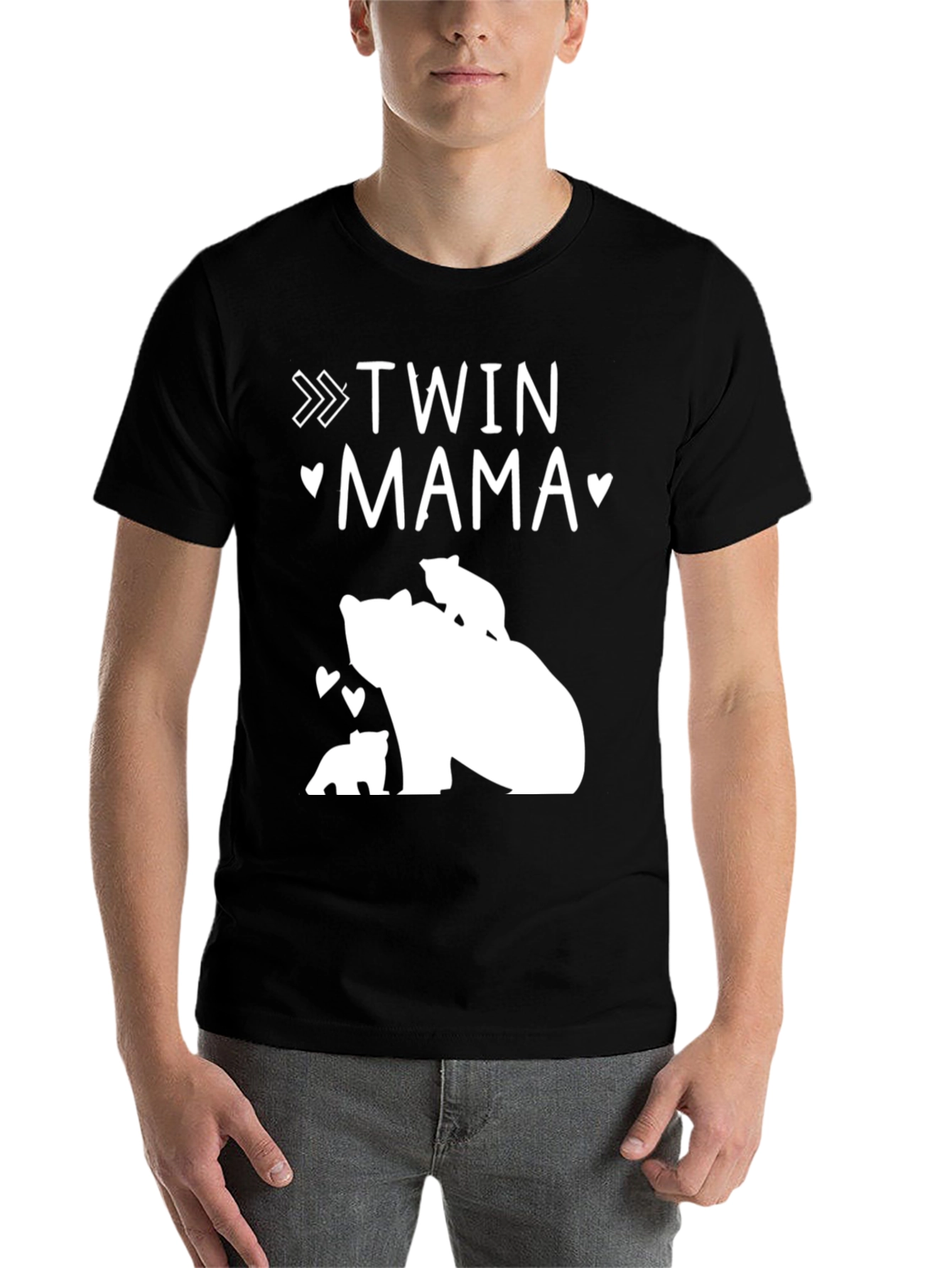 Black Twin Mama Bear T-Shirt view 7