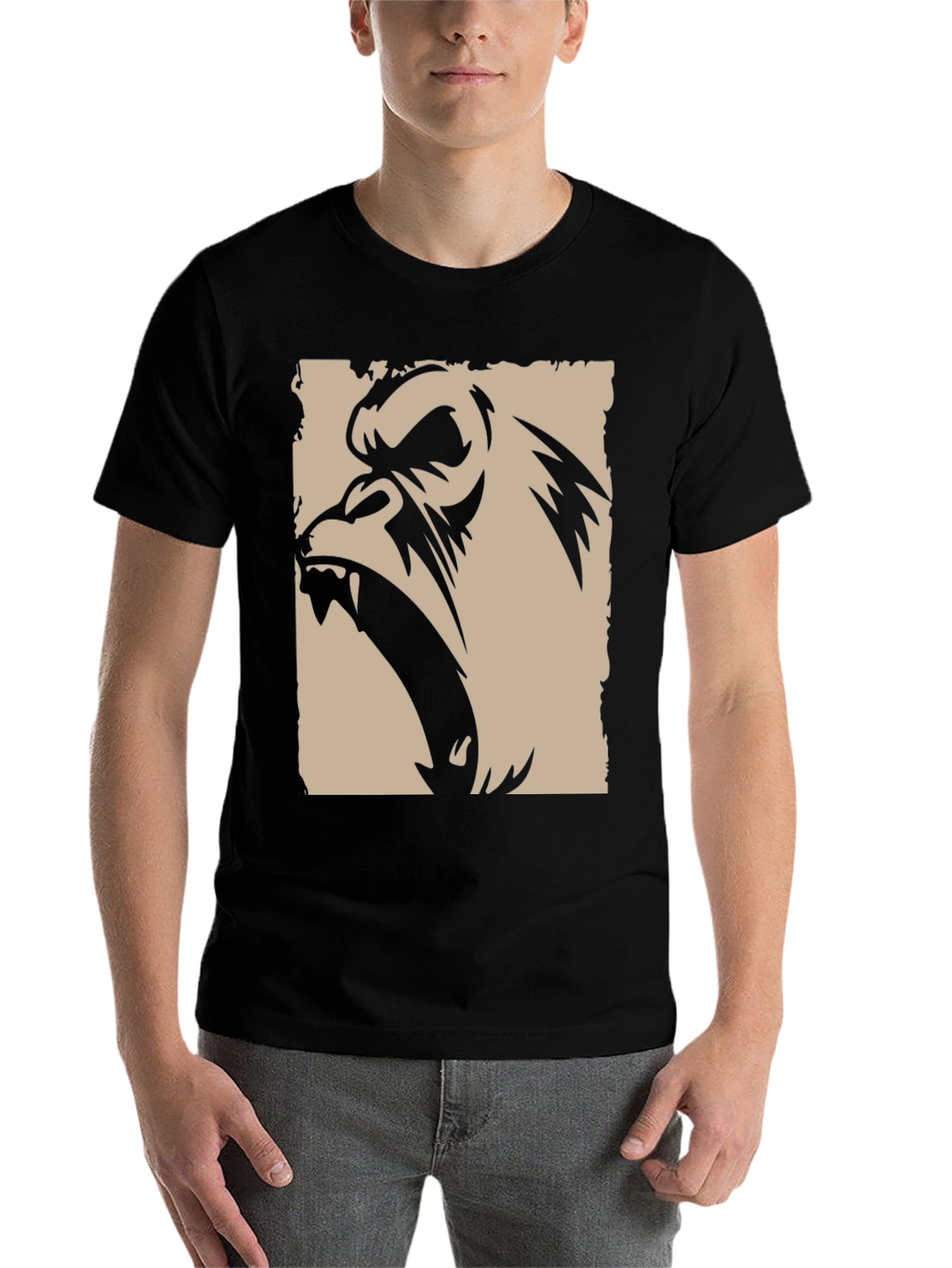 Black Angry Gorilla Graphic Tee - Bold Statement Shirt view 7