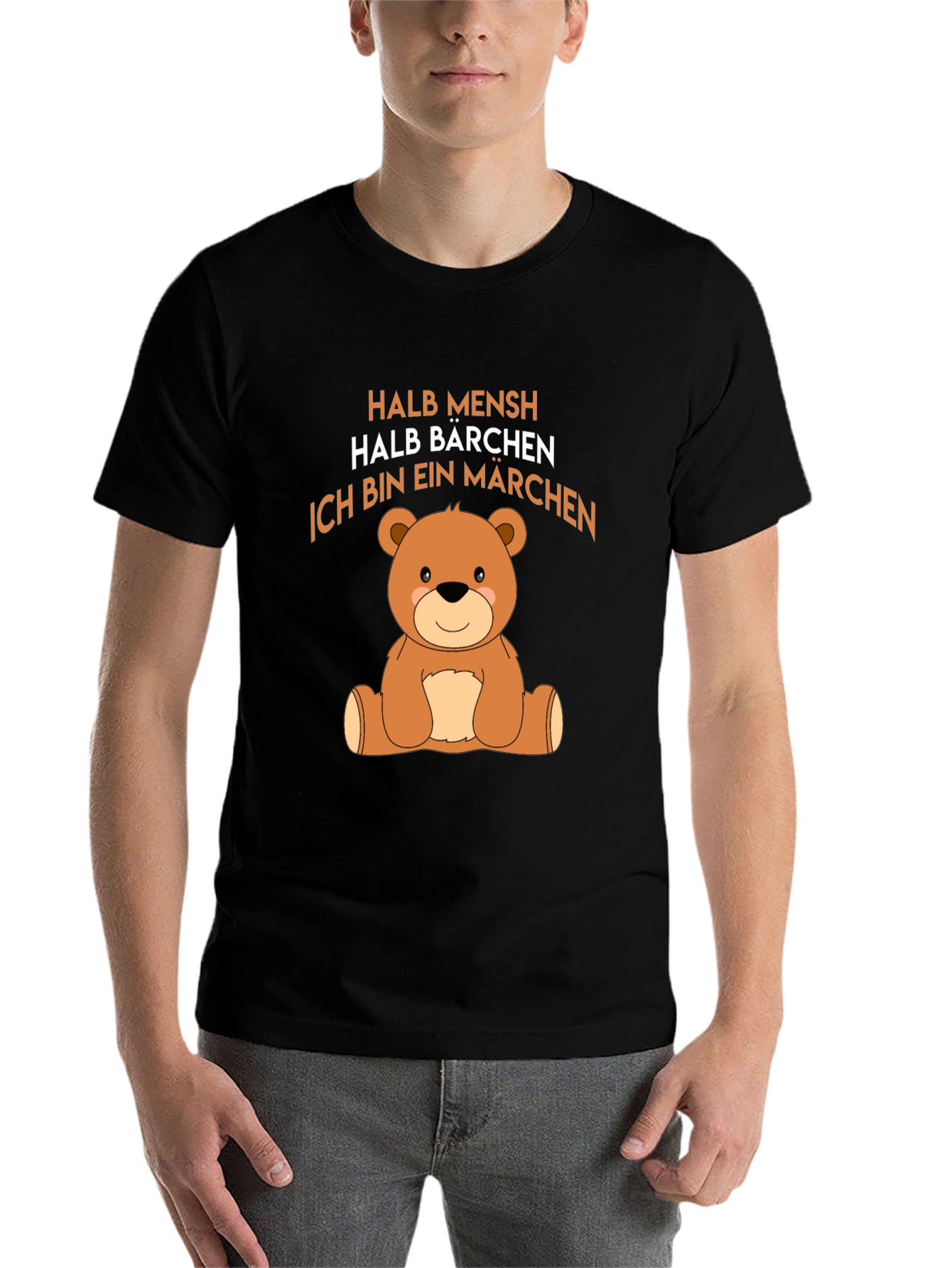 Black Halb Mensch Halb Barchen Bear Graphic T-Shirt view 7