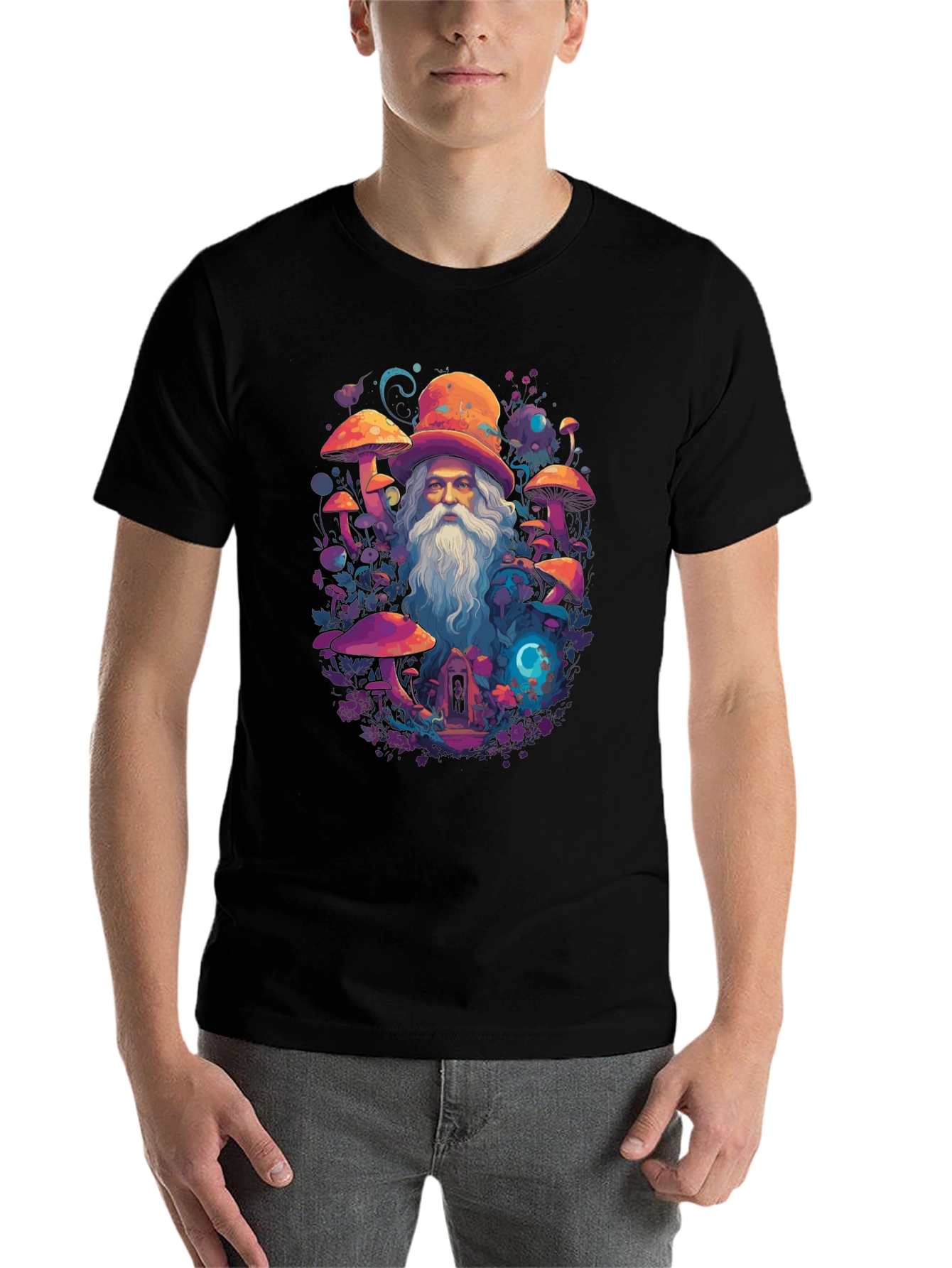 Black Wizard Mushroom Graphic Tee view 7