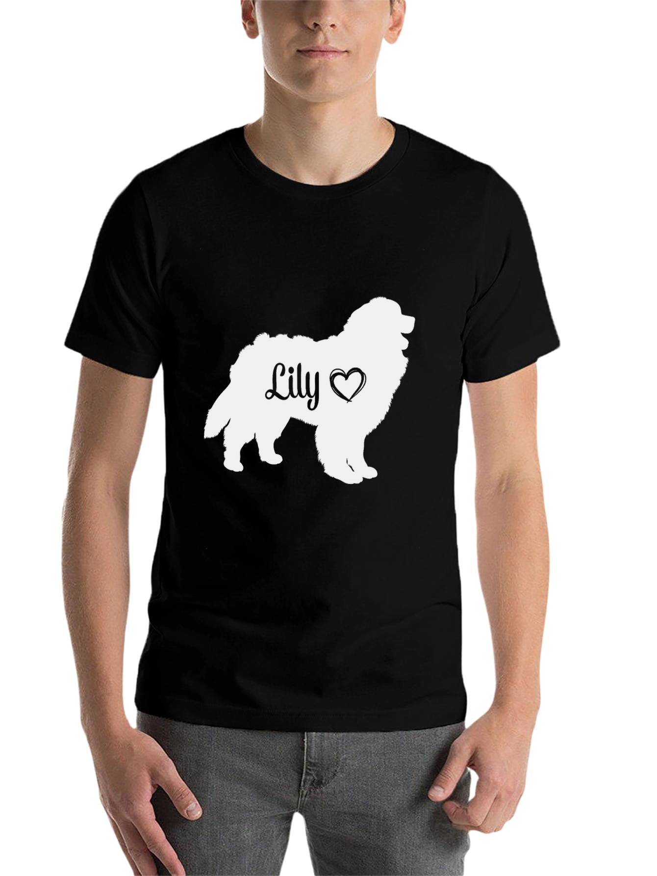 Black Lily Dog Silhouette T-Shirt - Pet Lover Tee view 7