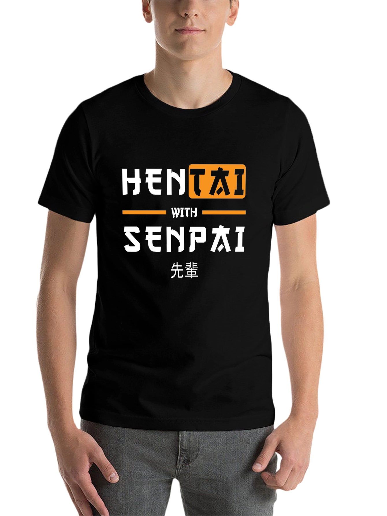 Hentai With Senpai Black T-Shirt Funny Graphic Tee - 7