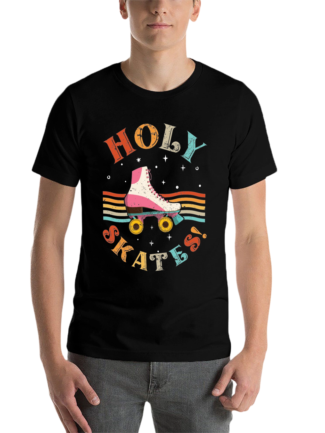 Black Retro Holy Skates Graphic T-Shirt view 7