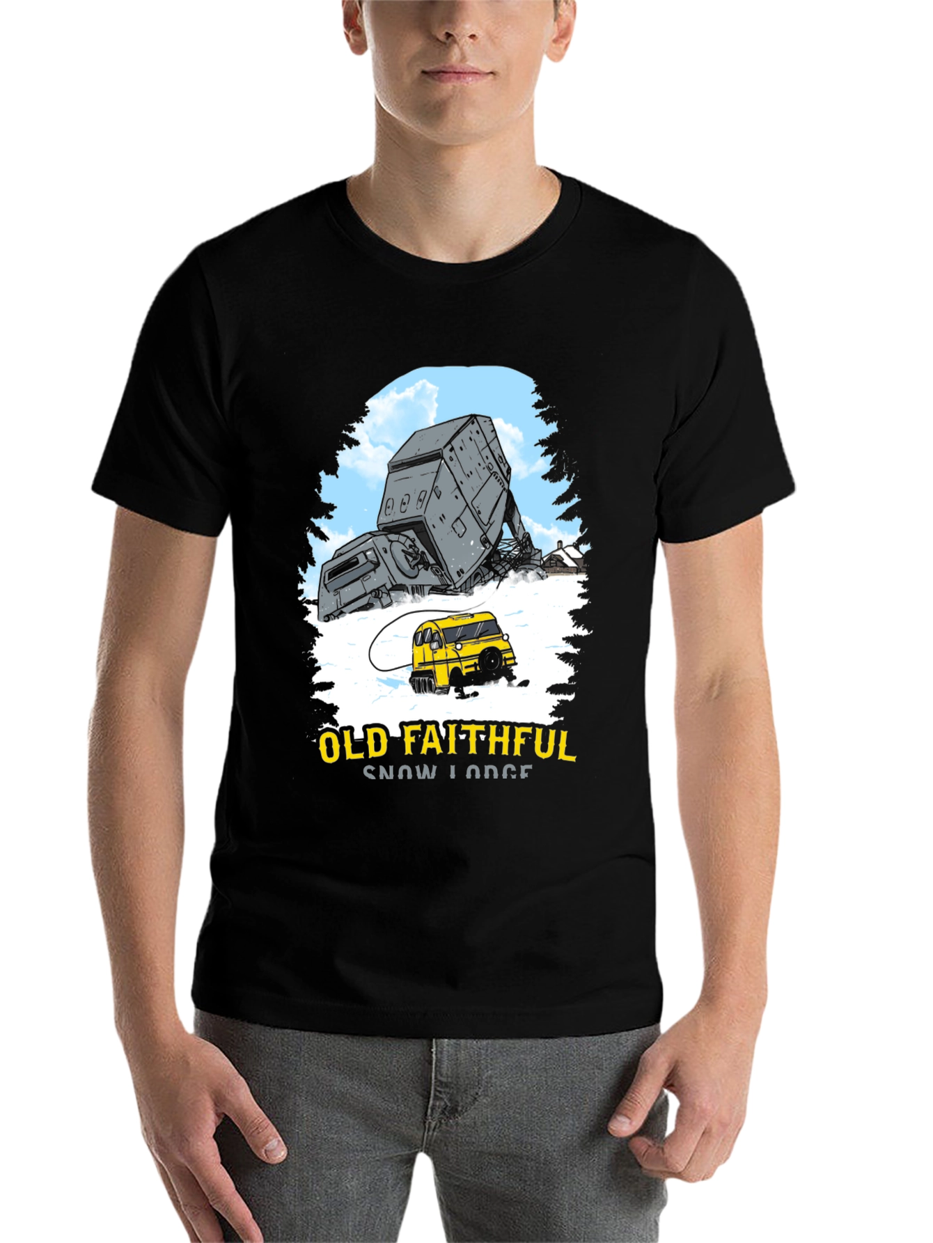 Black Old Faithful Snow Lodge Graphic Tee view 7