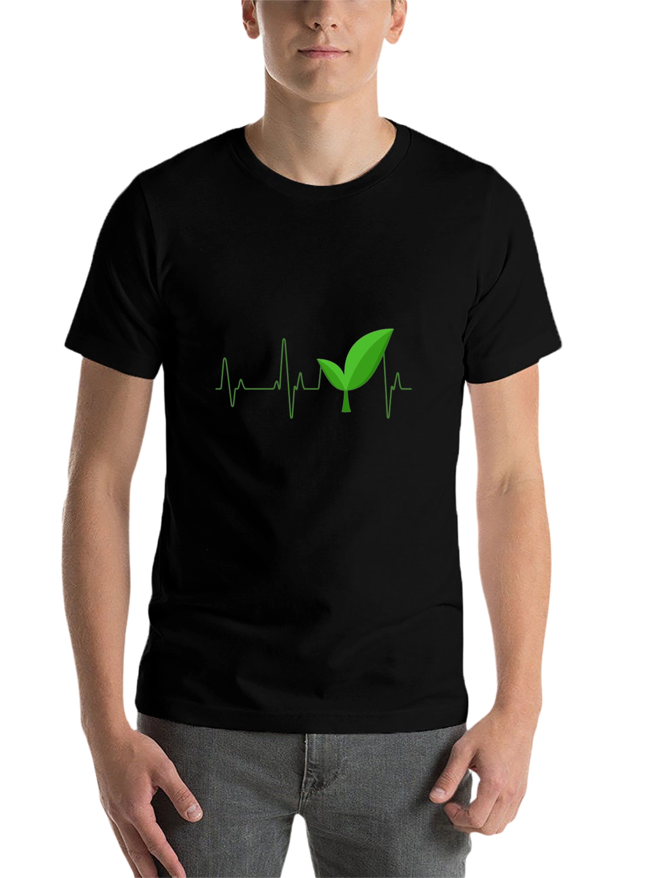Black Nature Heartbeat T-Shirt - Eco Friendly Tee view 7
