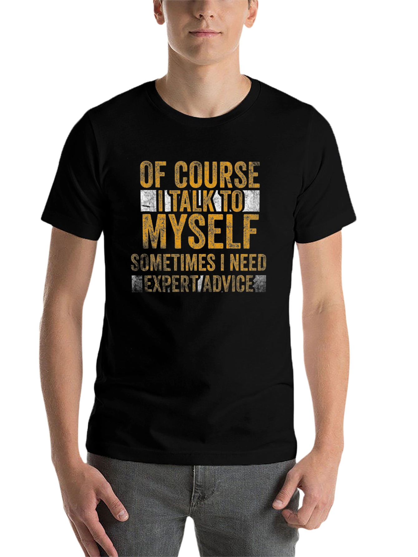 Black Funny "Of Course I Talk To Myself" Graphic Tee view 7