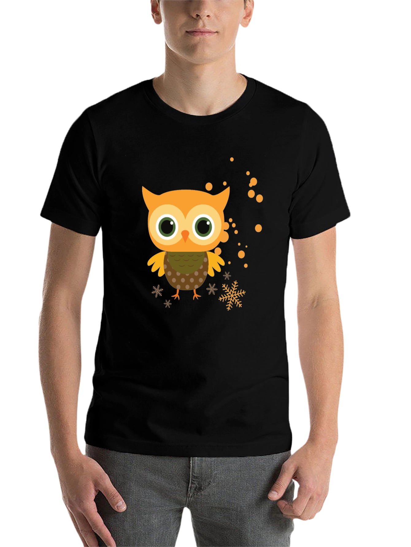 Black Cute Owl Graphic Tee - Black Short Sleeve Shirt view 7