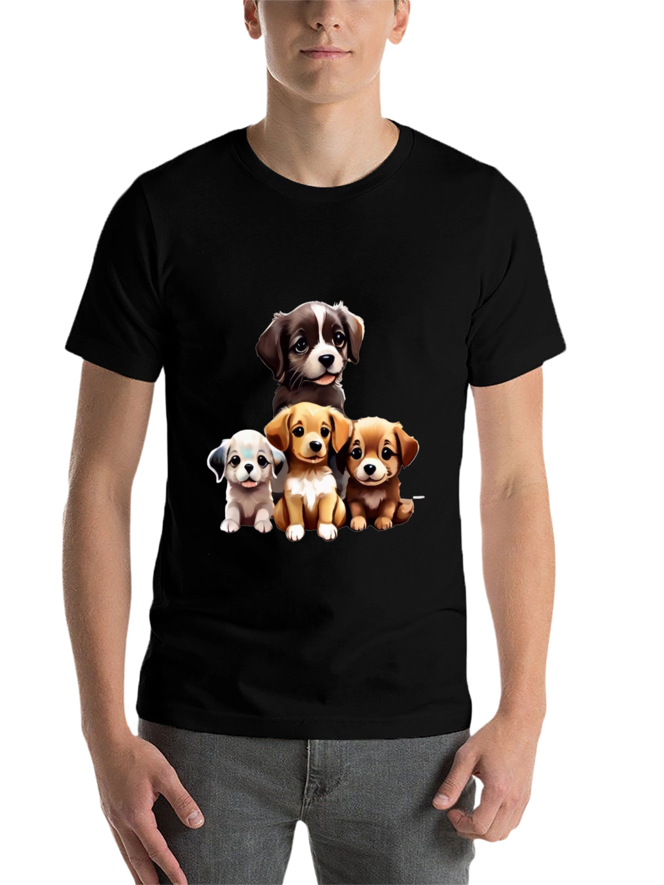 Black Puppy Pals Graphic Tee - Cute Dog Lover Shirt view 7