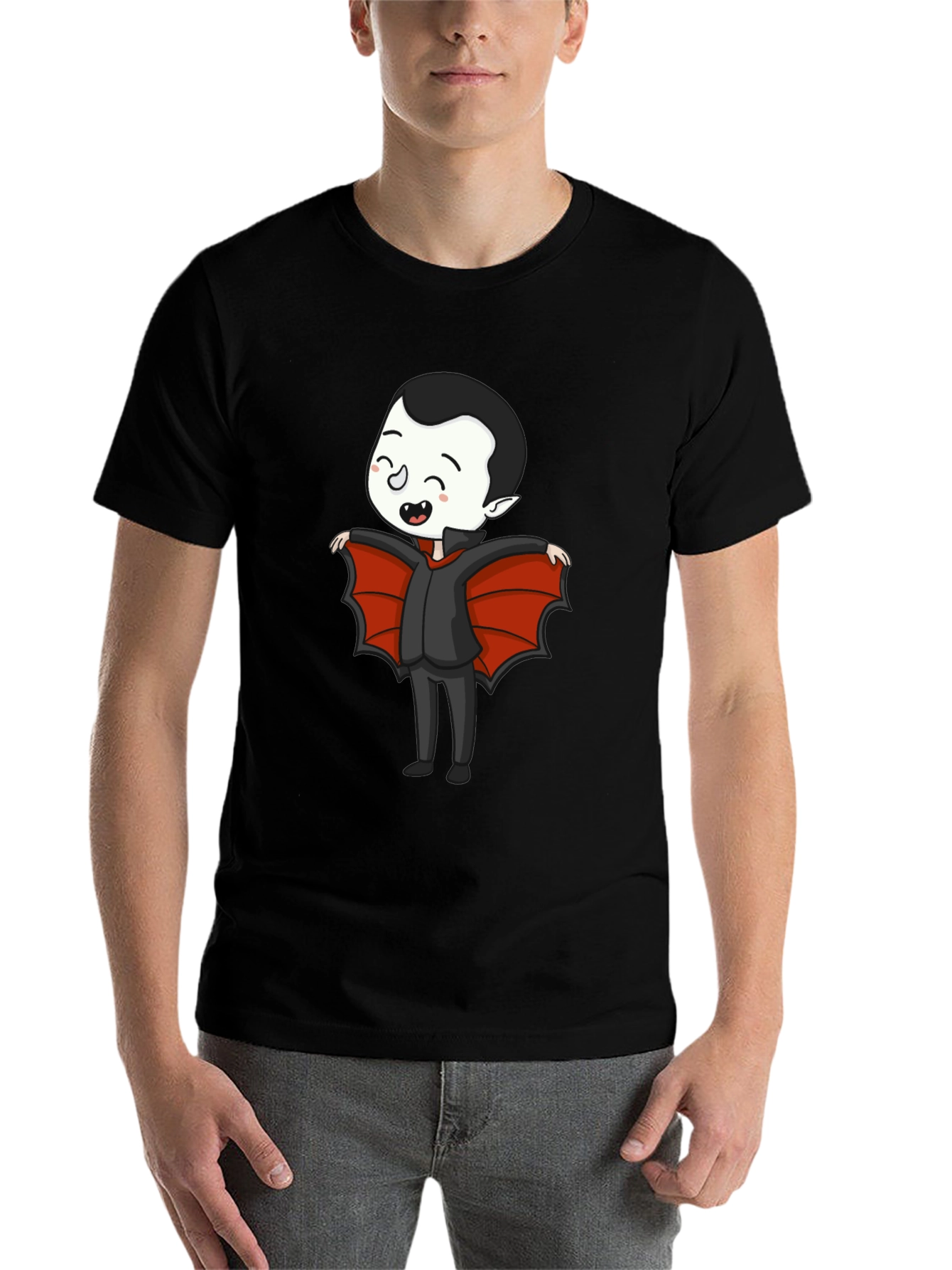 Black Cute Cartoon Vampire T-Shirt view 7