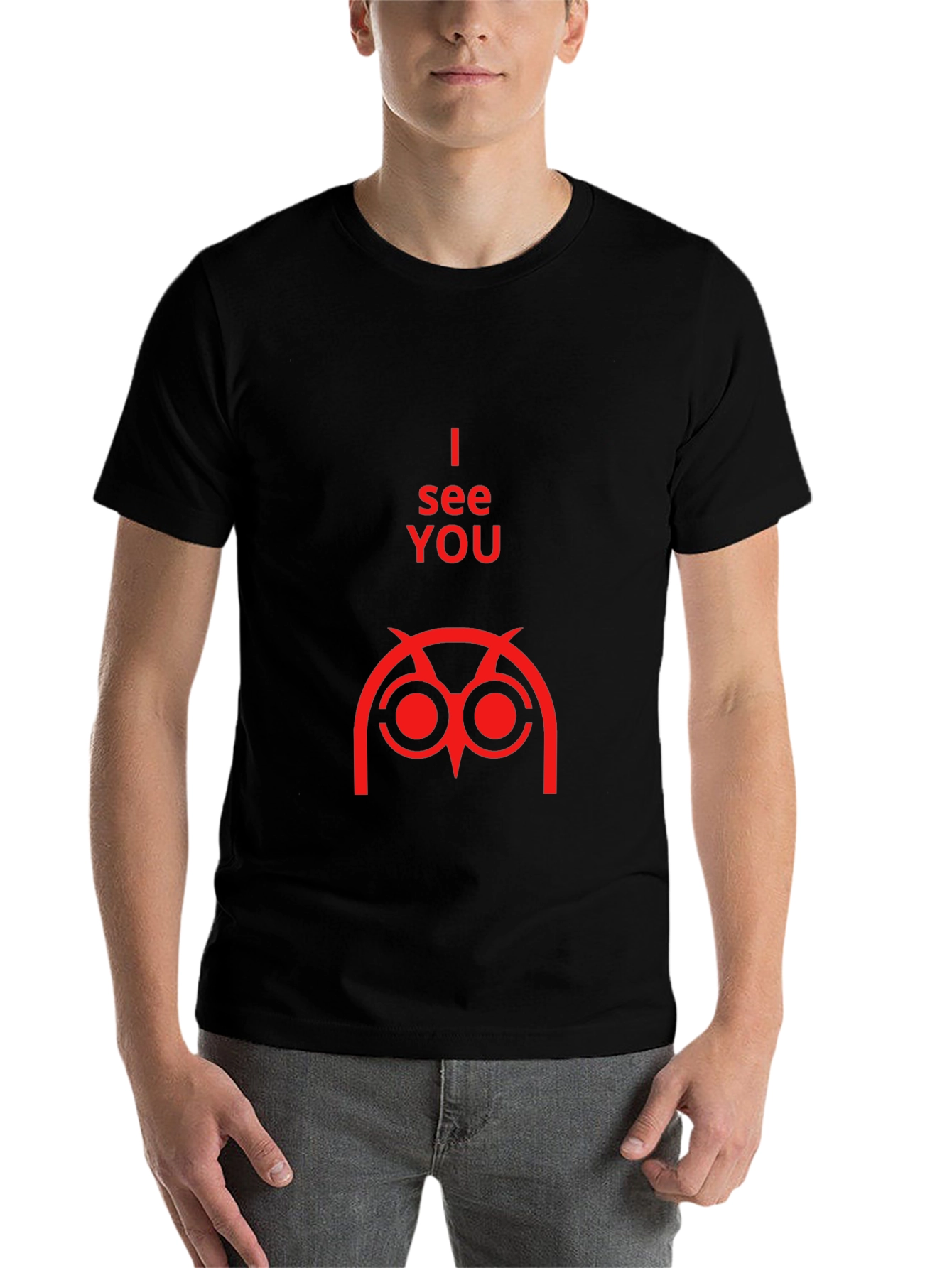 Black I See You Owl Graphic Tee - Black Short Sleeve view 7