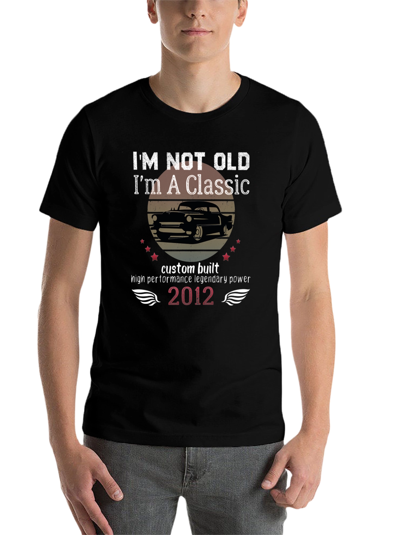 Black Classic Car Enthusiast T-Shirt - 'I'm Not Old' view 7