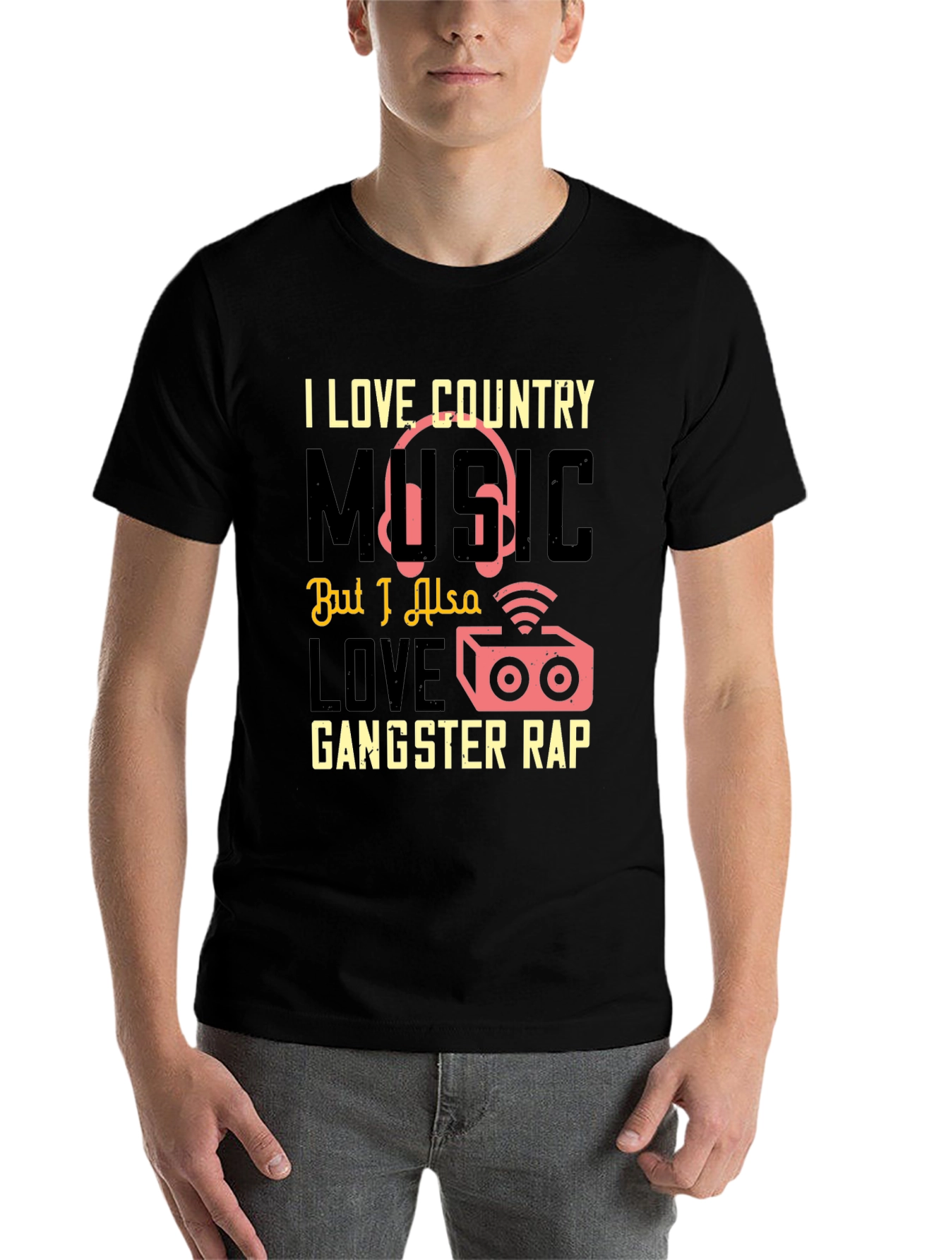 Black Country Music & Gangster Rap Graphic T-Shirt view 7