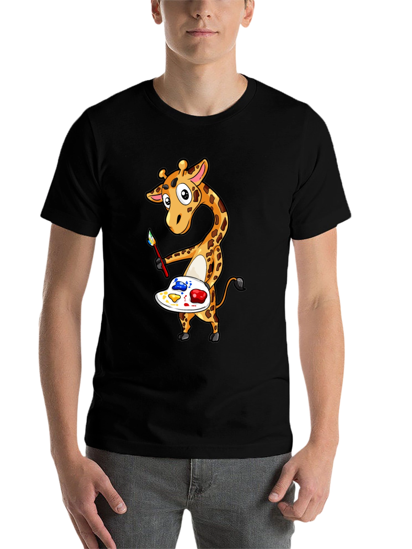 Black Giraffe Artist Graphic Tee - Black view 7