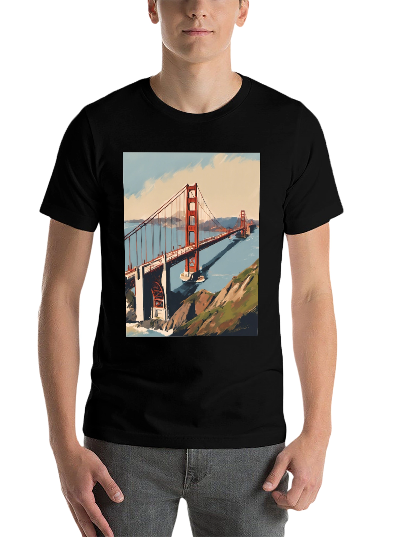 Black Golden Gate Bridge Graphic Tee view 7