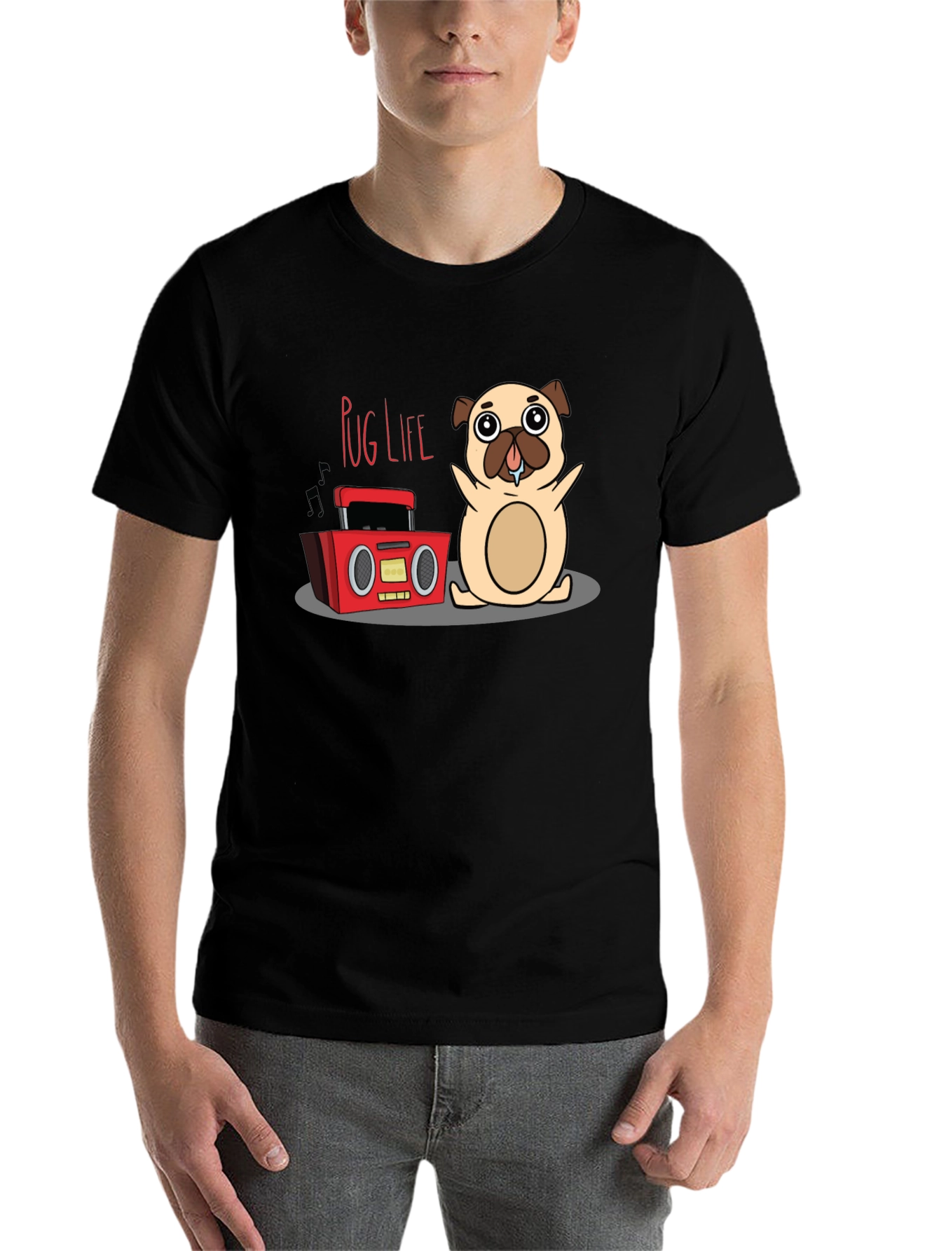 Black Pug Life Graphic Tee - Funny Dog T-Shirt view 7