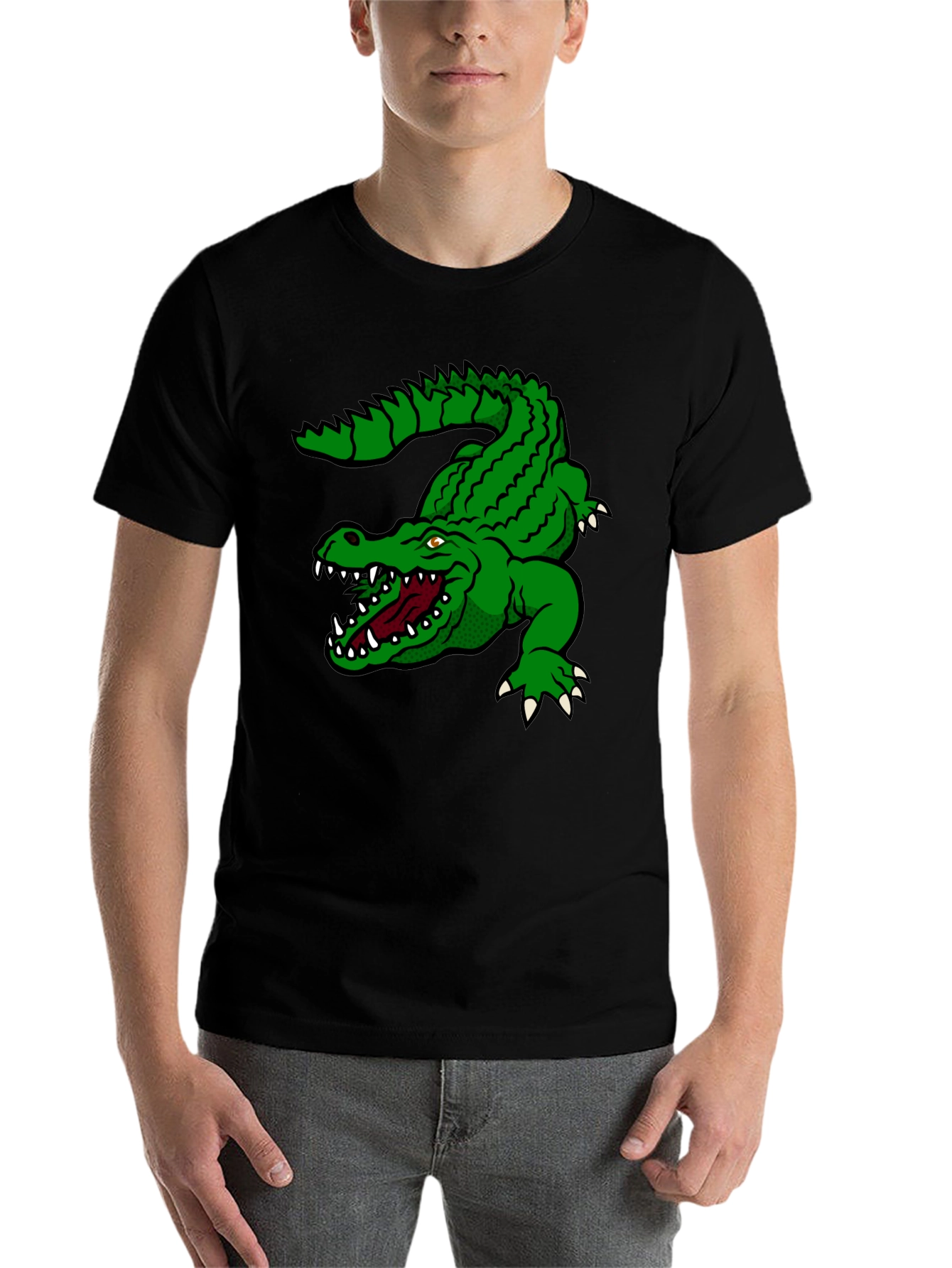 Black Green Alligator Graphic T-Shirt - Bold Style view 7