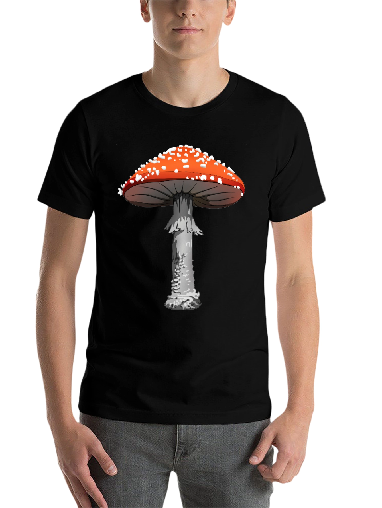 Black Mushroom Graphic Tee - Funky Novelty Print view 7