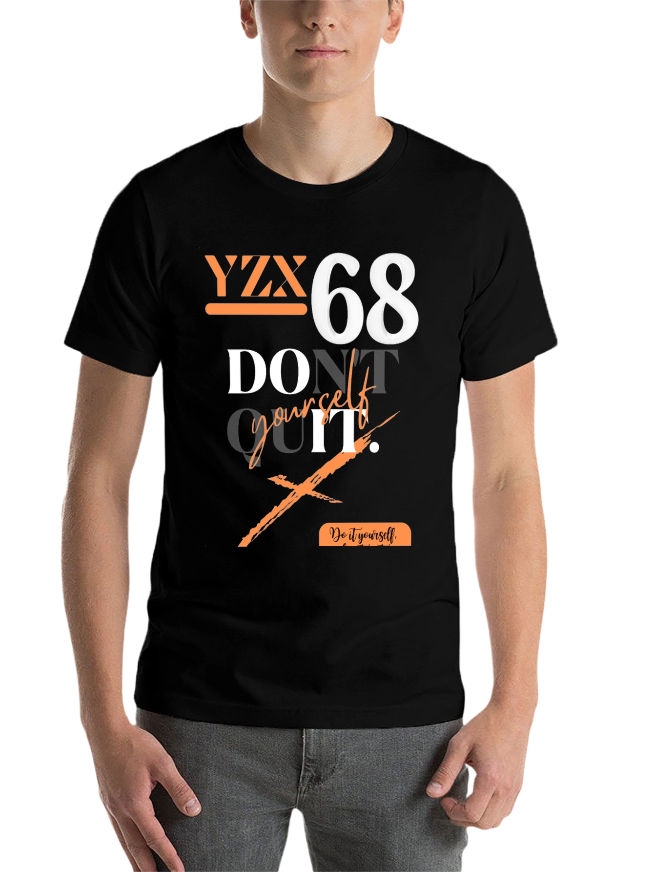 Black YZX 68 Graphic Print T-Shirt - Do It Yourself view 7