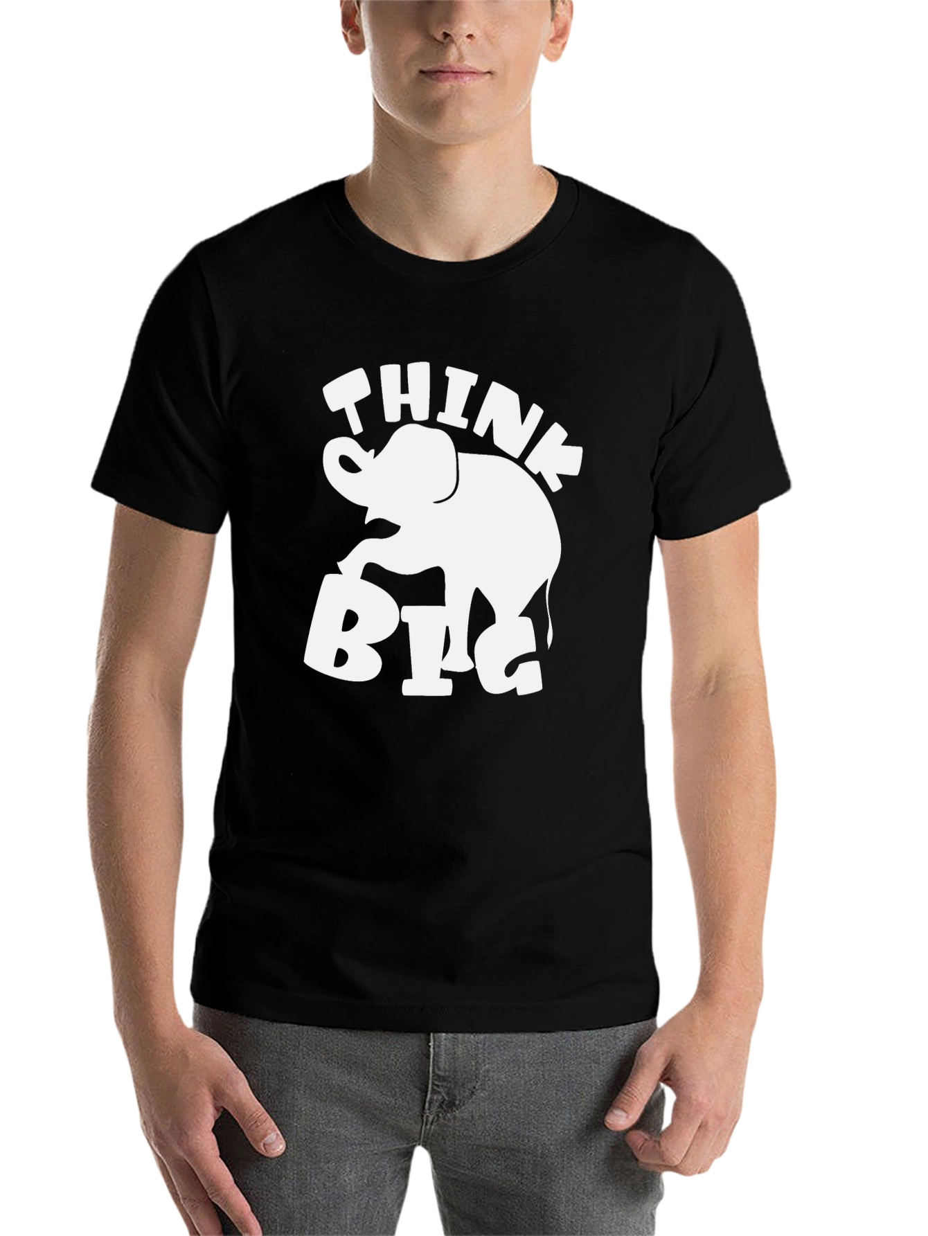 Black Think Big Elephant Graphic T-Shirt view 7