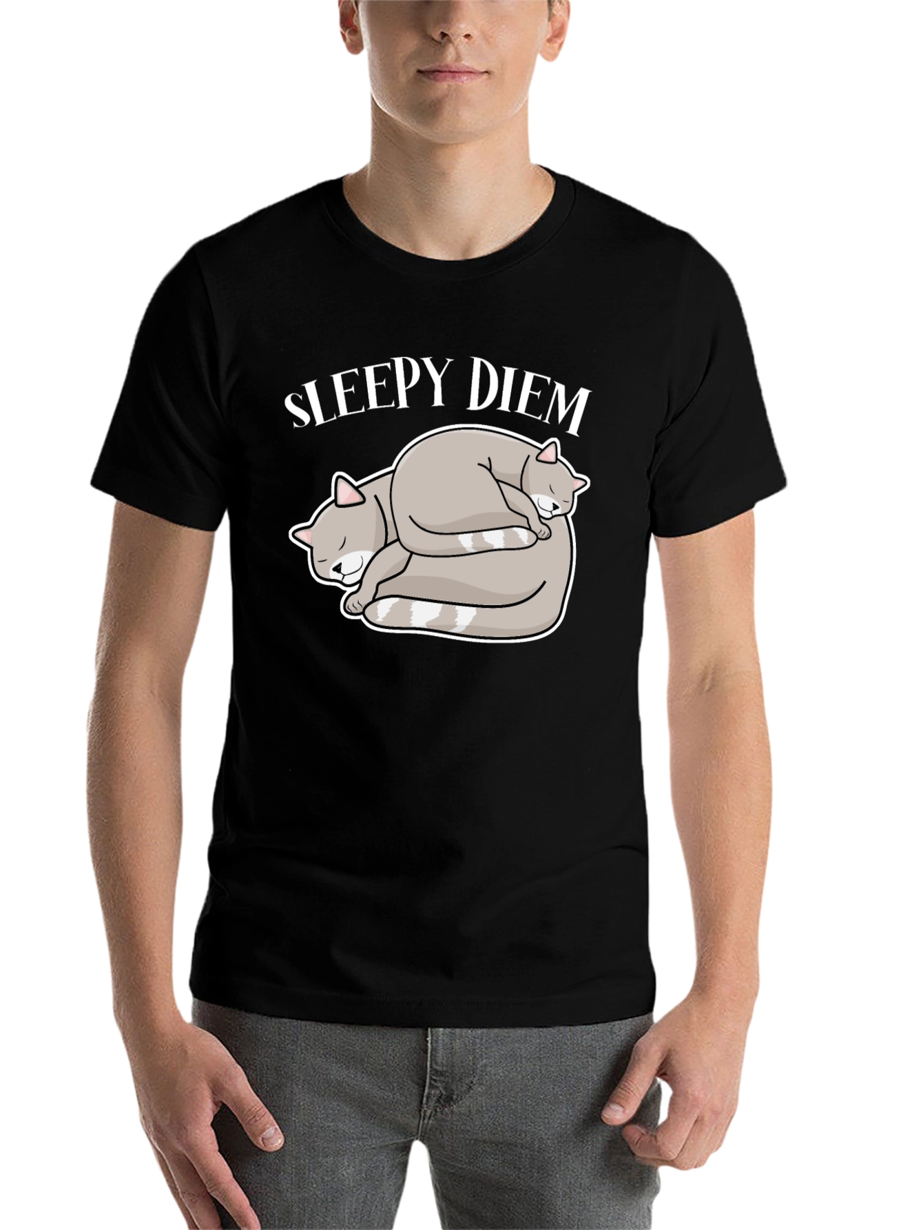 Black Sleepy Diem Cat Nap T-Shirt Black Cotton Blend view 7