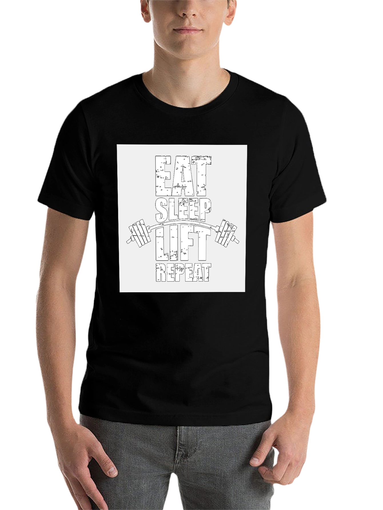 Black Eat Sleep Lift Repeat Black T-Shirt view 7