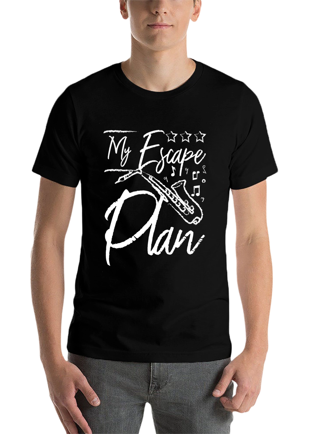 Black My Escape Plan Saxophone Graphic T-Shirt view 7