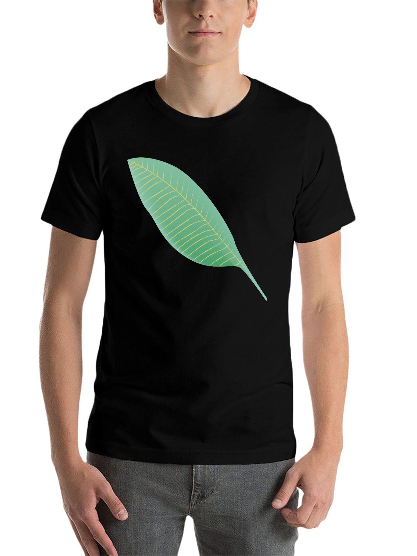 Black Leaf Graphic Black T-Shirt - Casual Style view 7