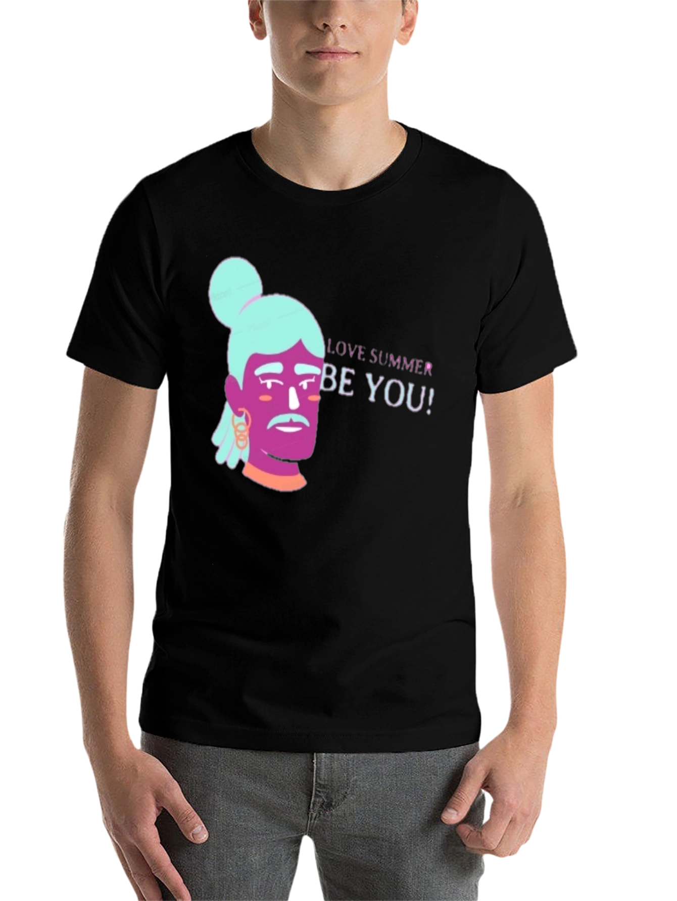 Black Love Summer Be You! Graphic Black T-Shirt view 7