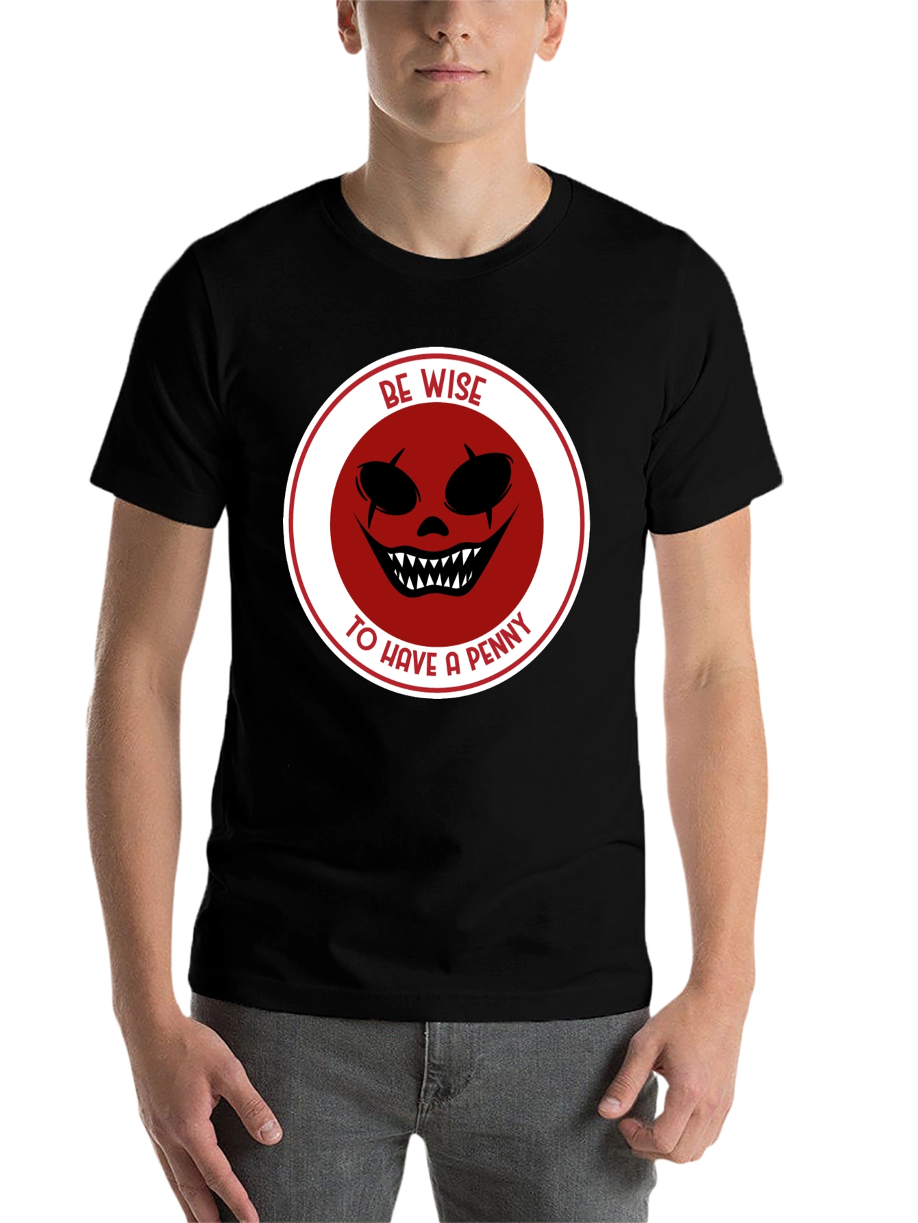 Black Be Wise Scary Clown Graphic Black T-Shirt view 7