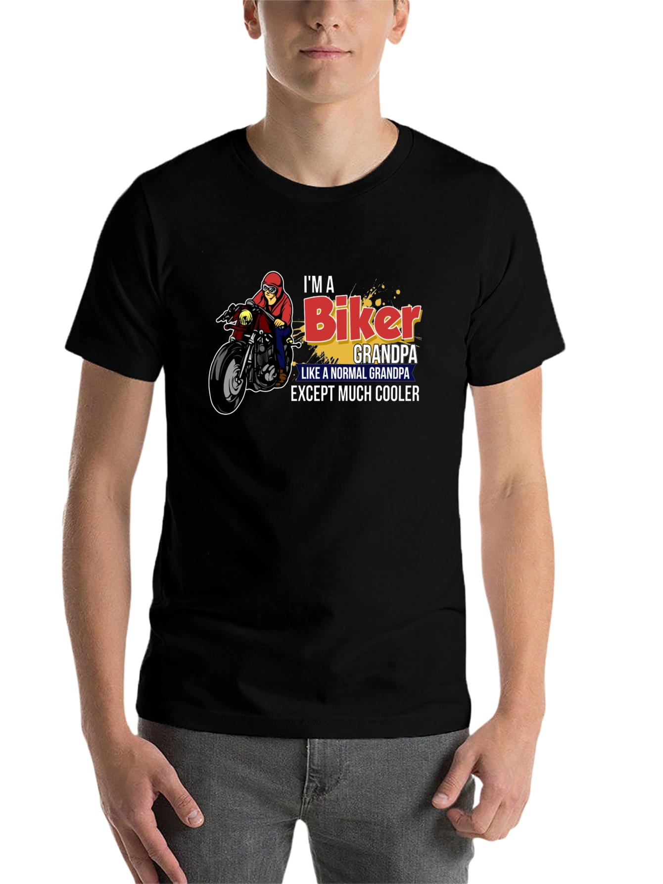 Black Biker Grandpa Graphic T-Shirt view 7