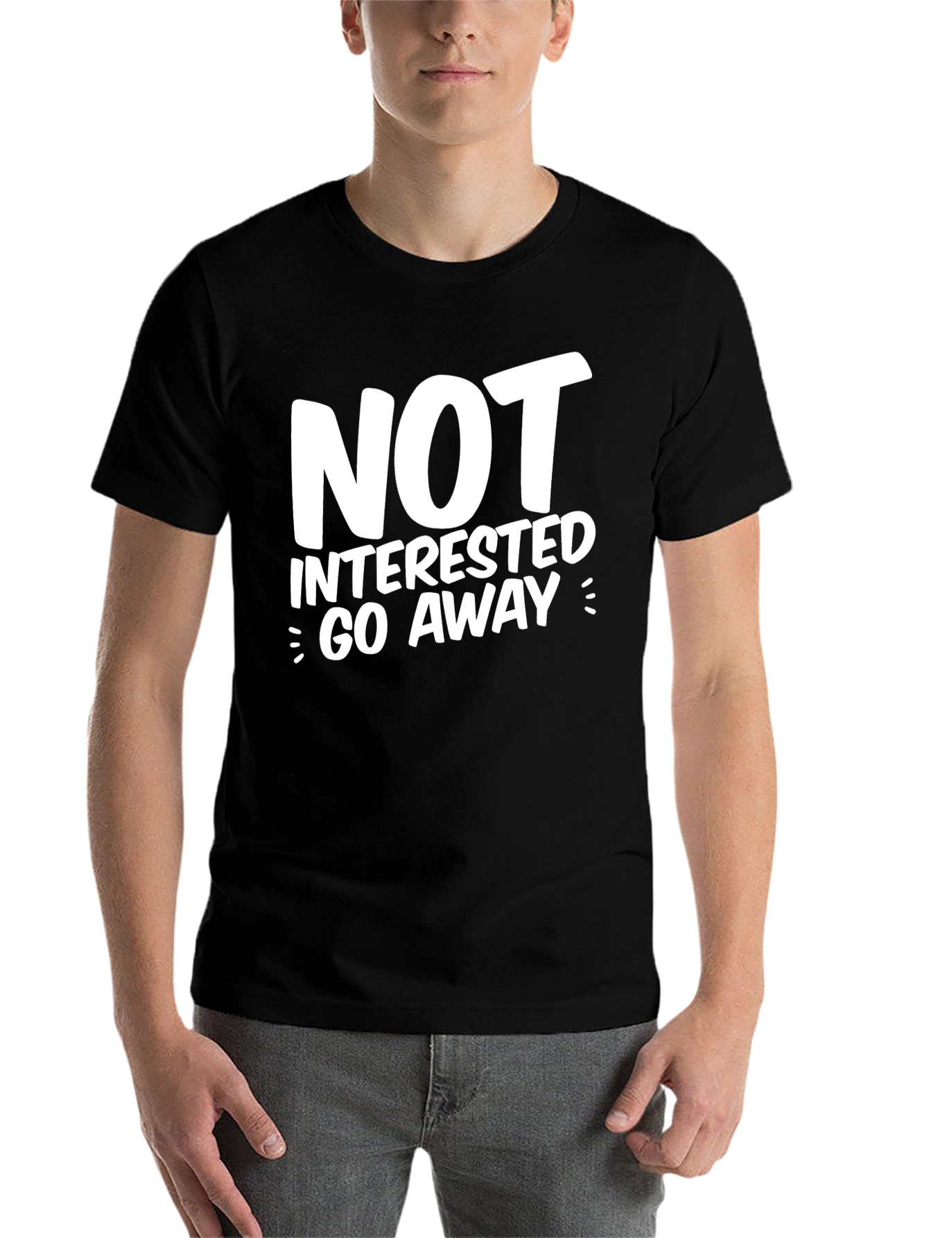 Black Not Interested Go Away Graphic Tee - Black view 7