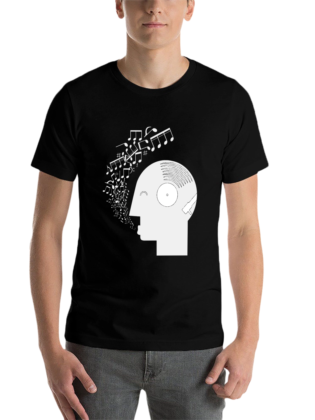 Black Musical Mind T-Shirt - Black Graphic Tee view 7