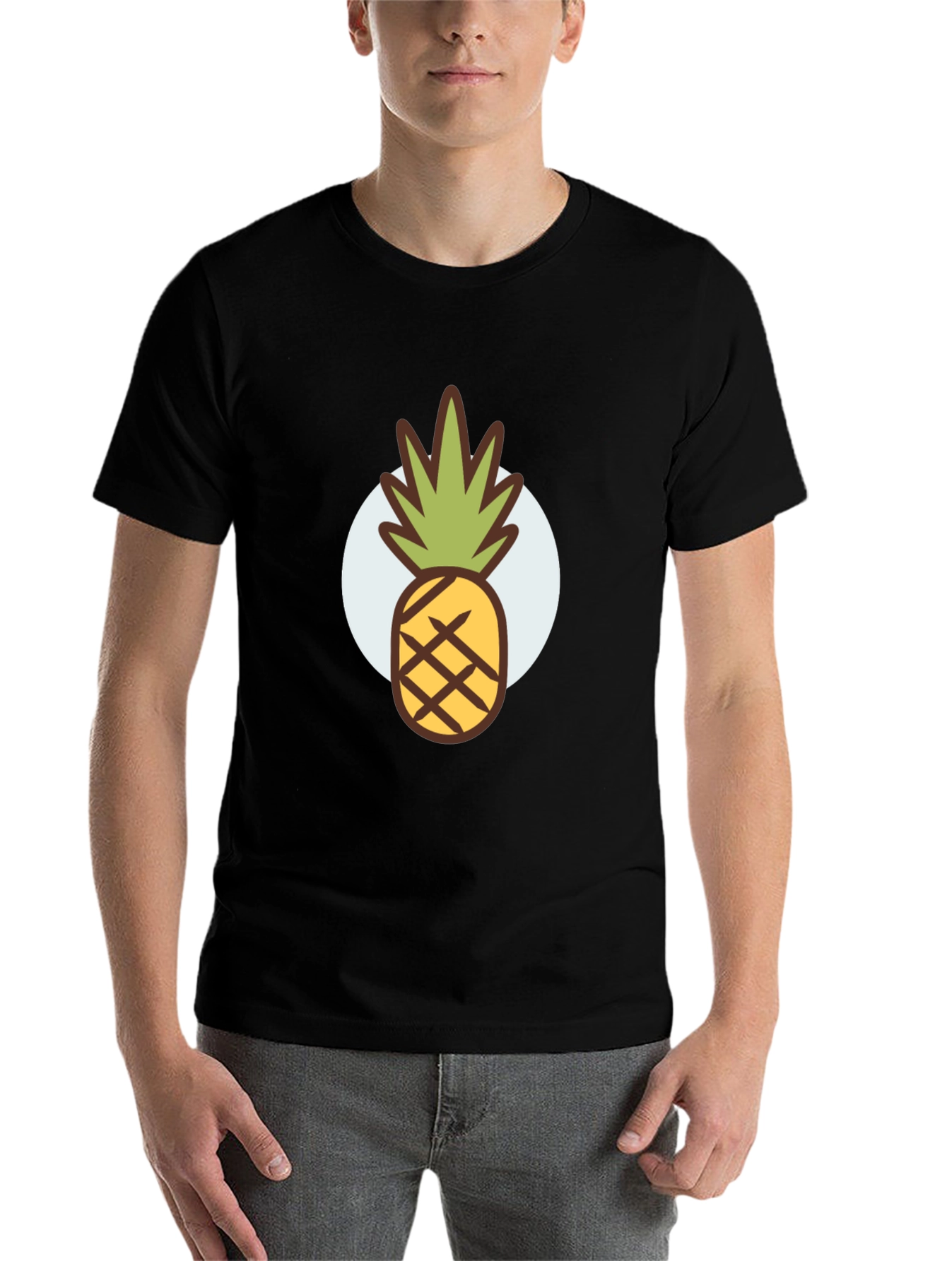 Black Pineapple Graphic Tee - Stylish Men's Black T-Shirt view 7