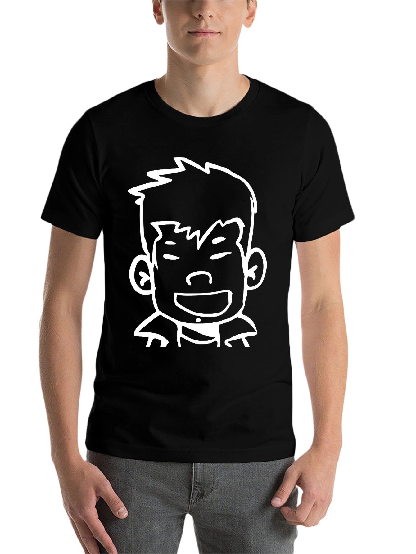 Black Cartoon Face Graphic Black T-Shirt view 7