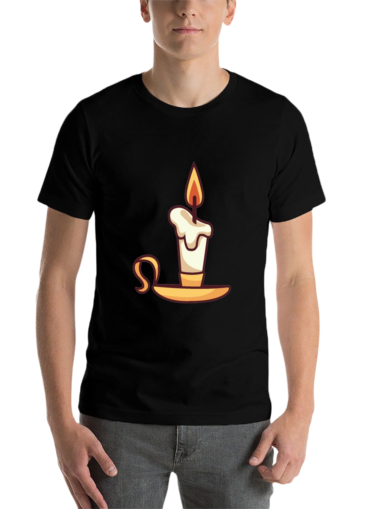 Black Novelty Candle Graphic T-Shirt view 7