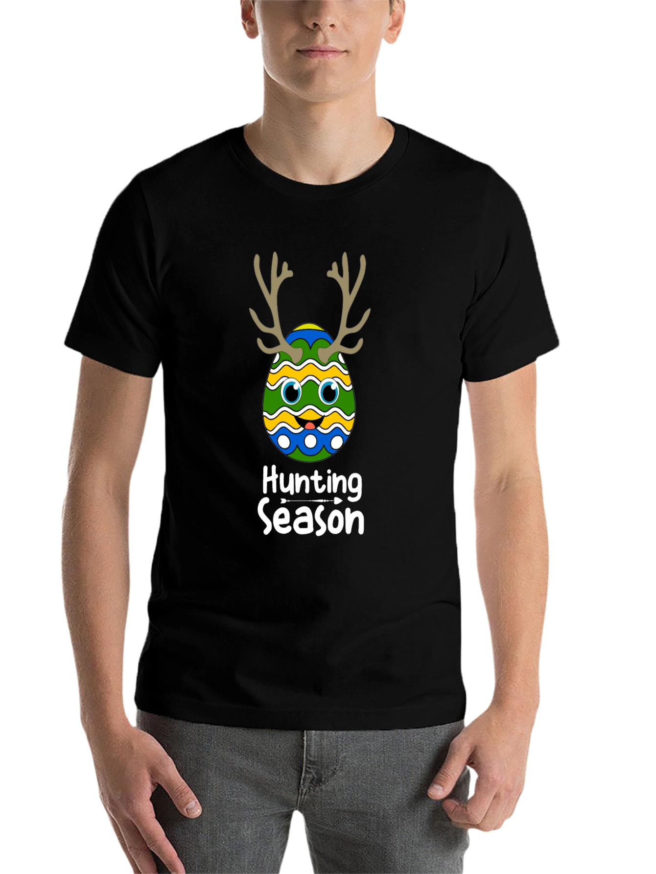 Camiseta Negra Divertida de Pascua para Caza