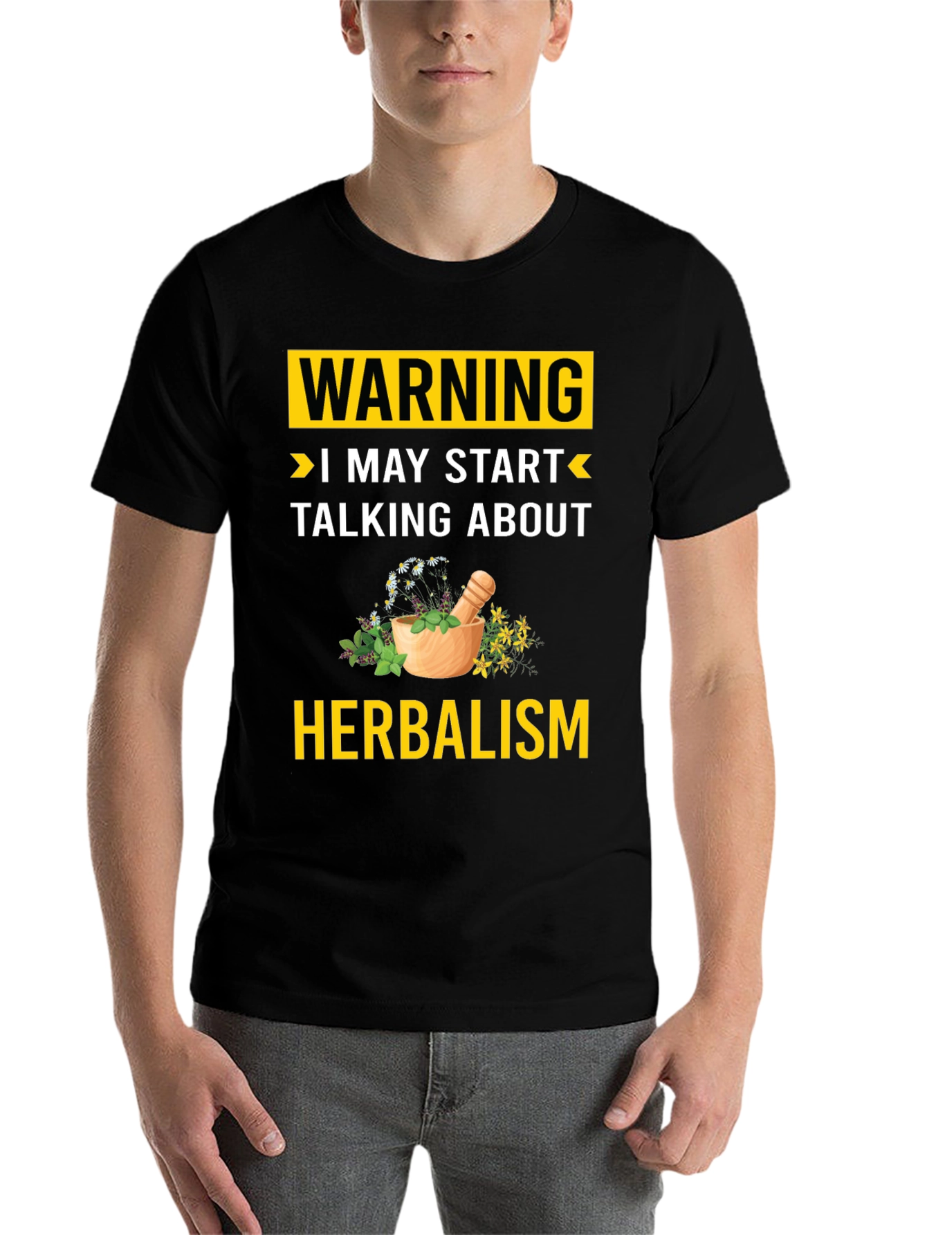 Black Herbalism Warning T-Shirt - Funny Herbalist Gift view 7