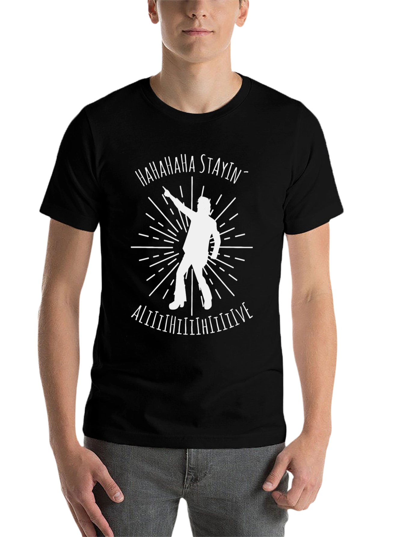 Black Staying Alive Graphic Tee view 7