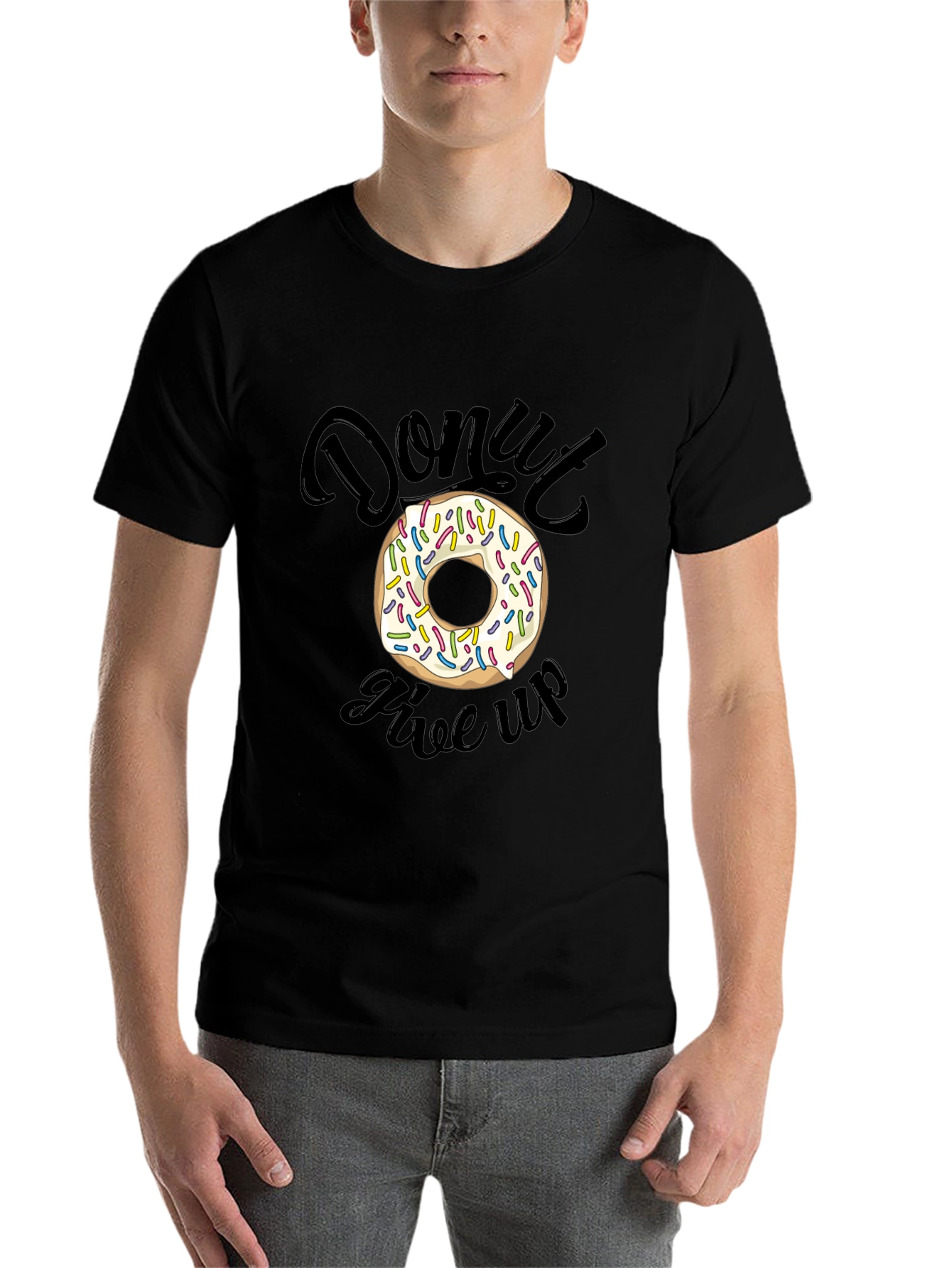 Black Donut Give Up Graphic Tee - Unisex T-Shirt view 7