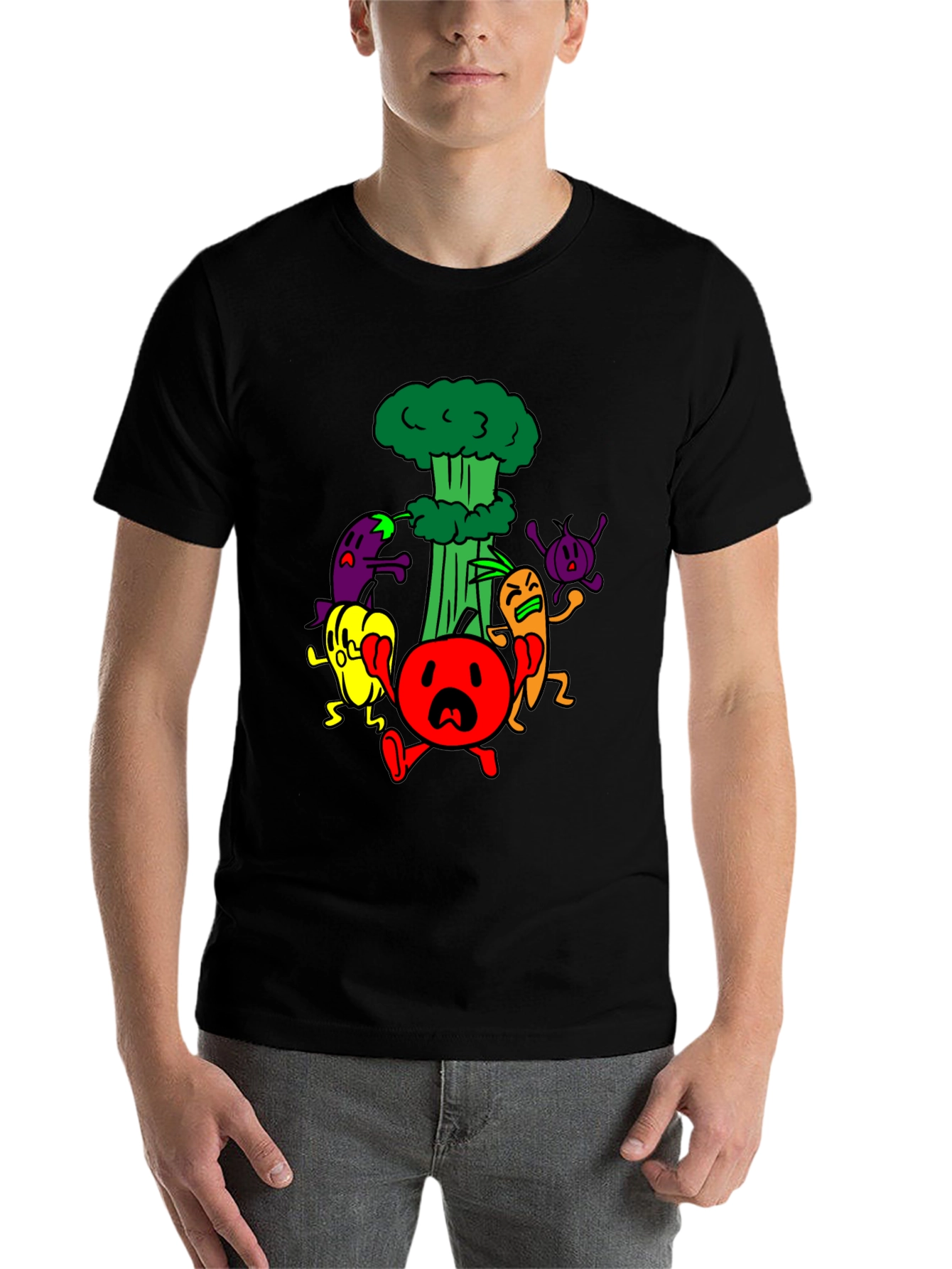 Cartoon Vegetable Panic T-Shirt - 7