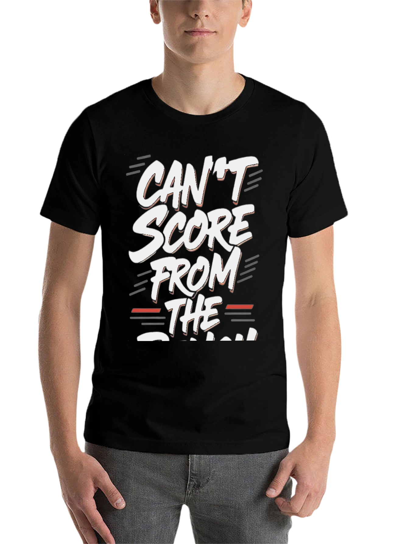 Black Funny Basketball T-Shirt - Can't Score From The Couch! view 7