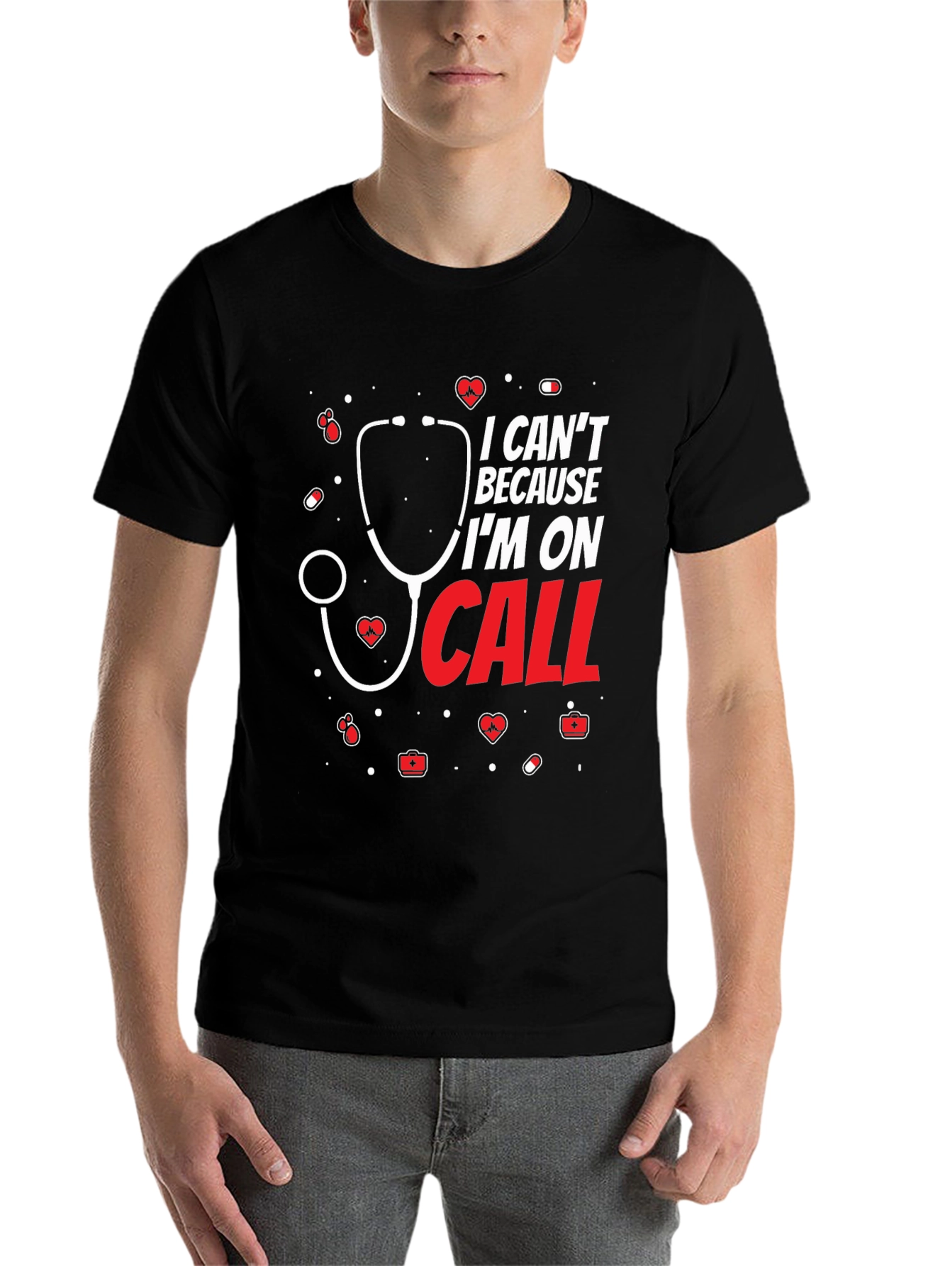 Black On Call Nurse T-Shirt - Medical Staff Apparel view 7