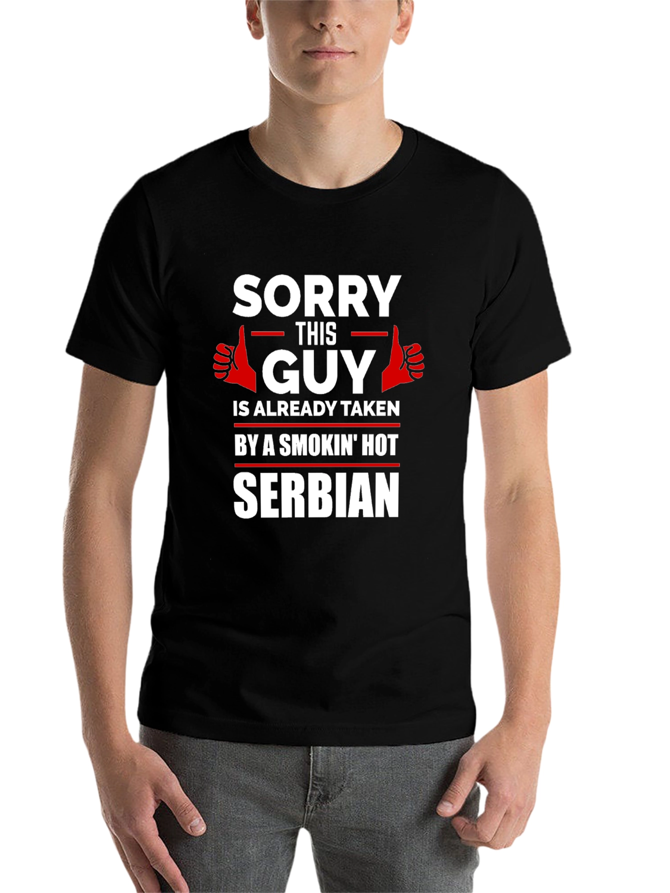 Black Sorry This Guy Is Taken - Serbian T-Shirt view 7