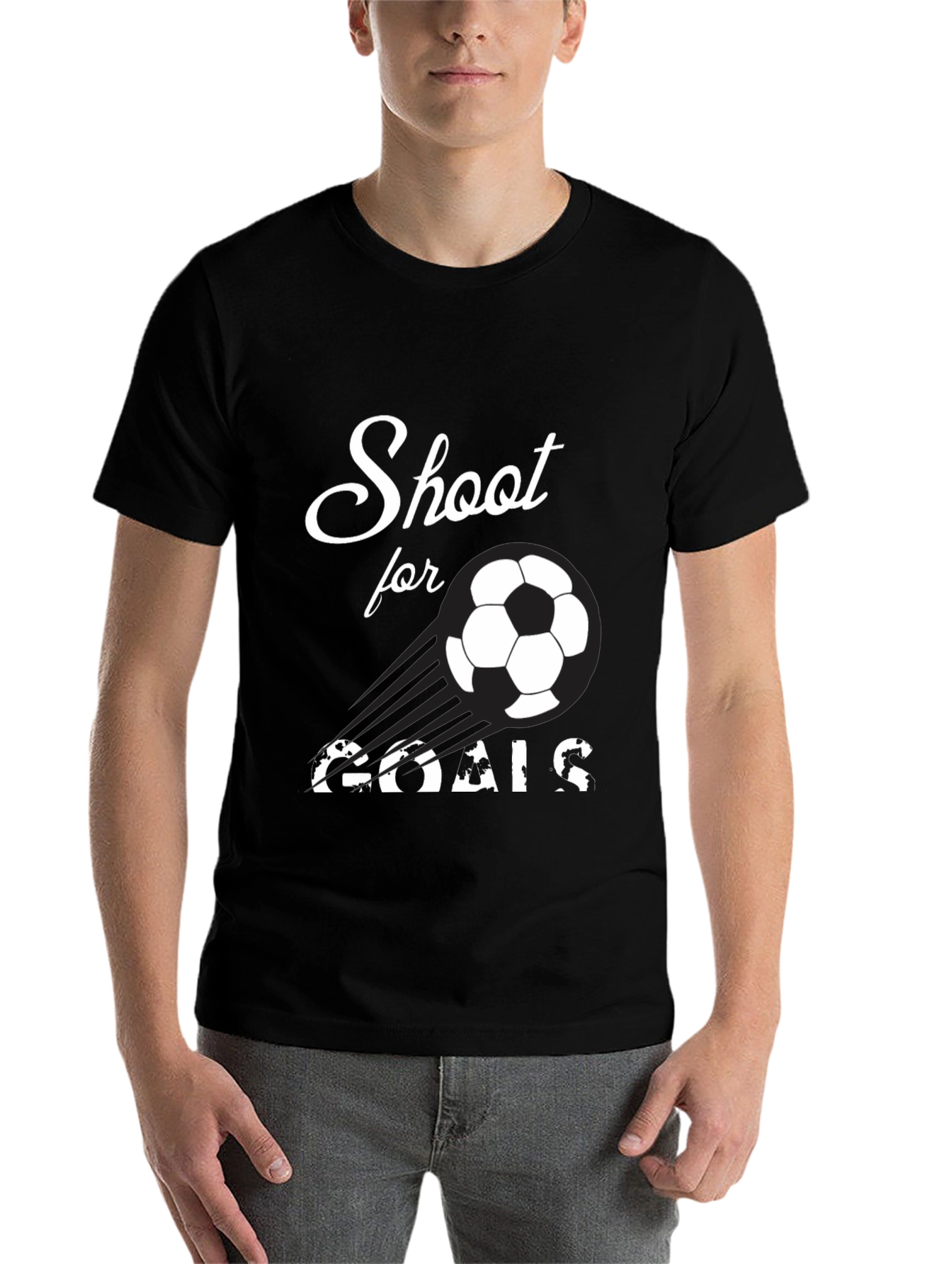 Black Shoot for Goals Soccer T-Shirt view 7
